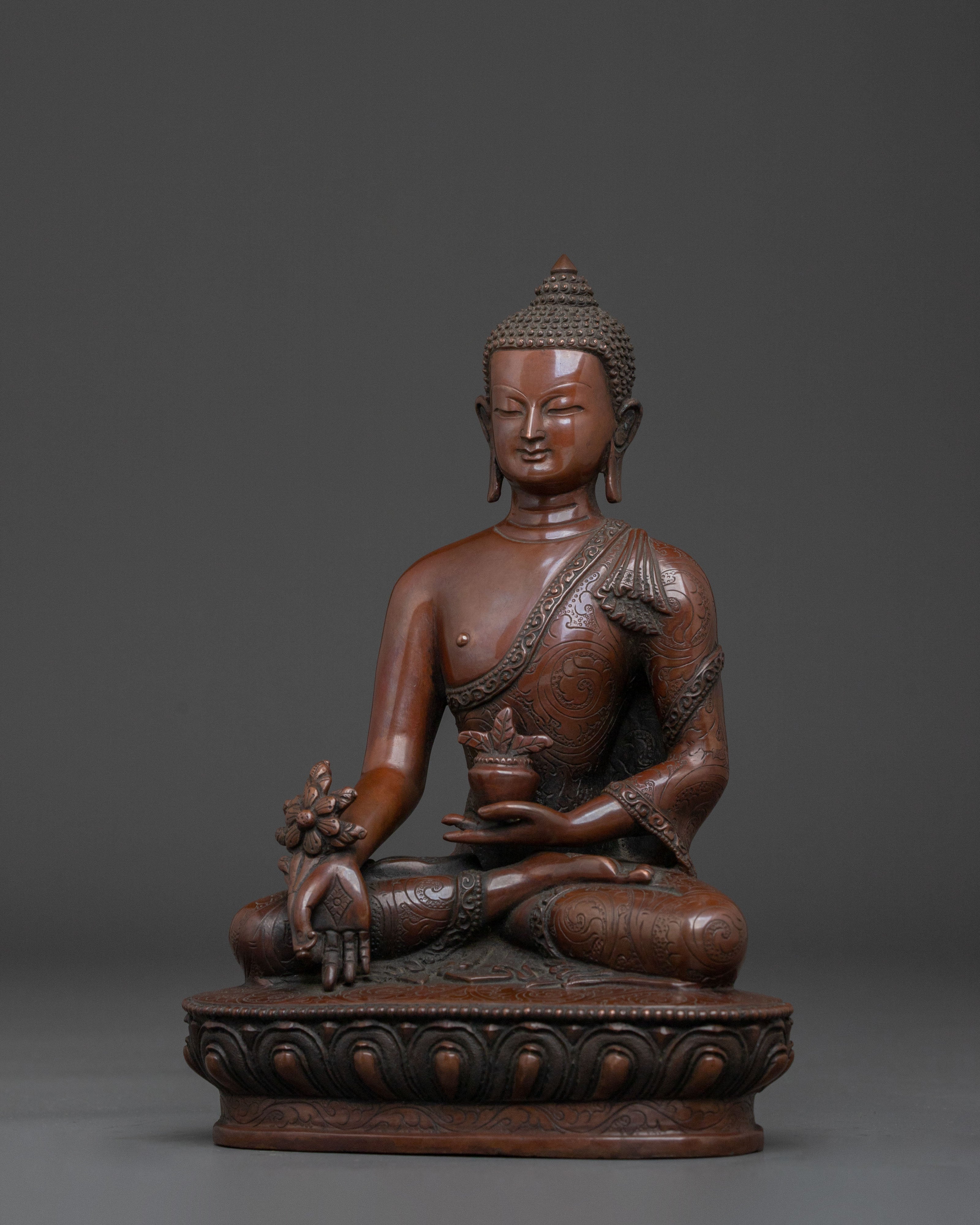 Bhaisajyaguru Statue | Oxidized Copper Healing Buddha