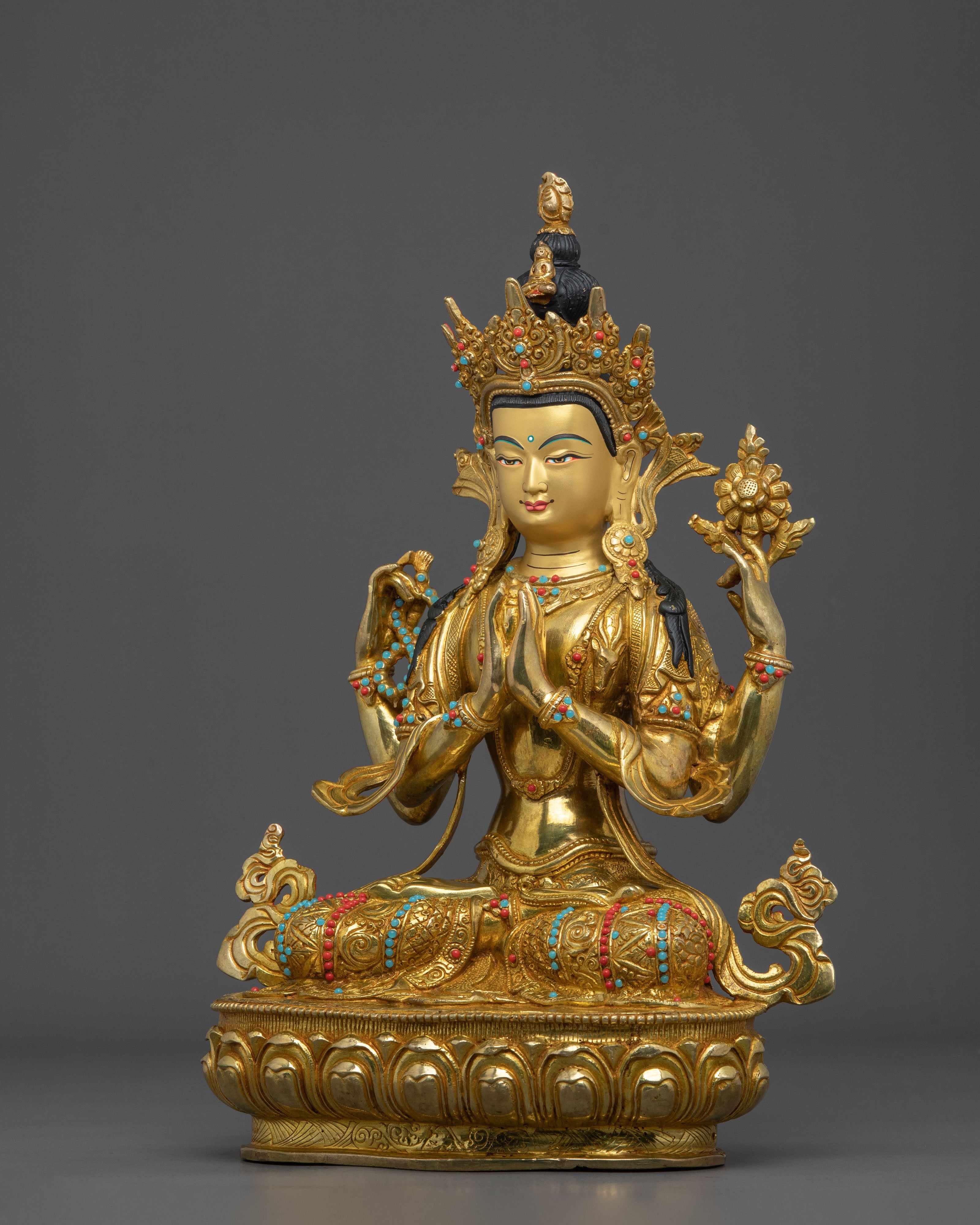 Tibetan Deity: Chenrezig Sculpture | Altar Decor