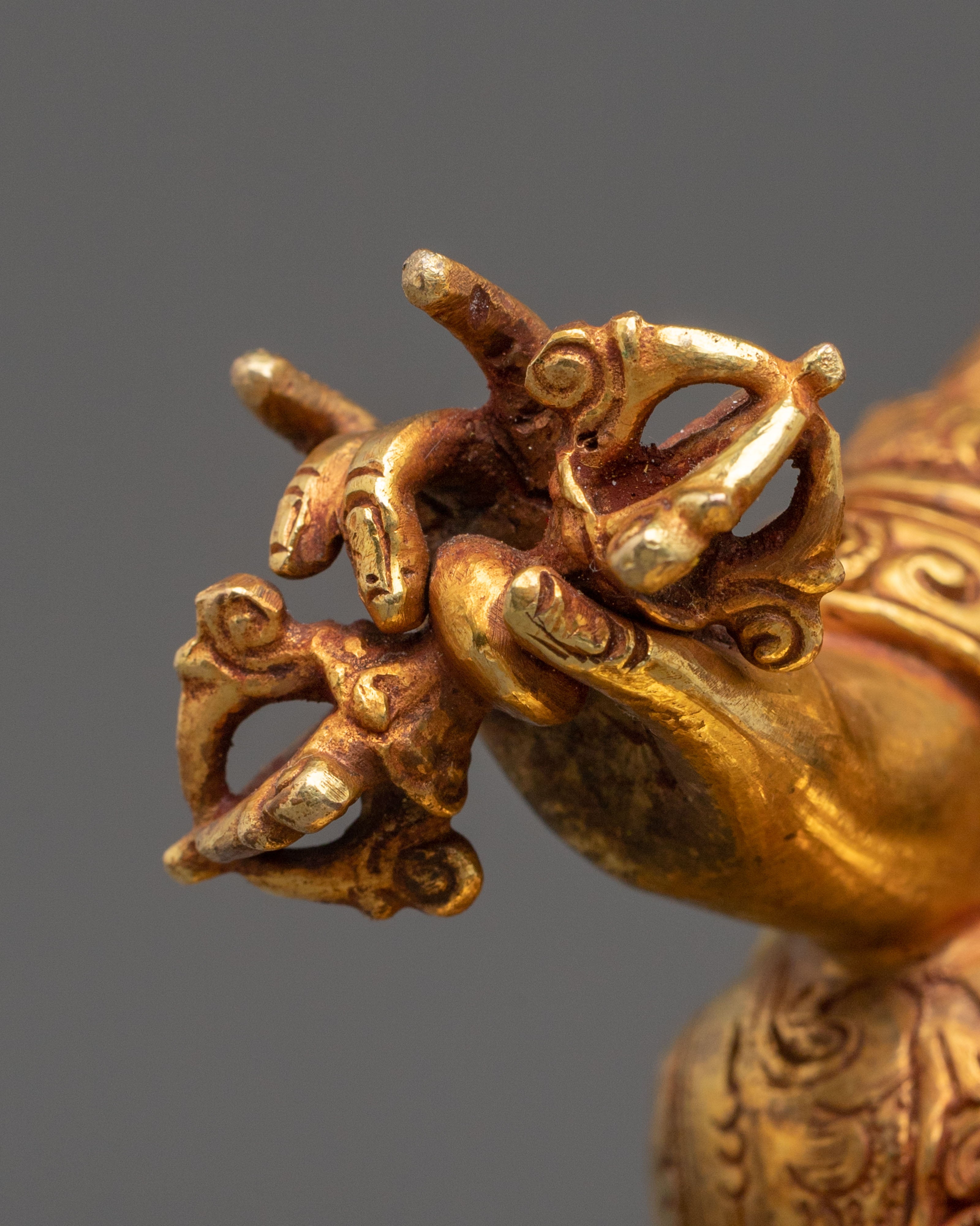 Hand-Carved Guru Rinpoche Sculpture | Copper Figurine