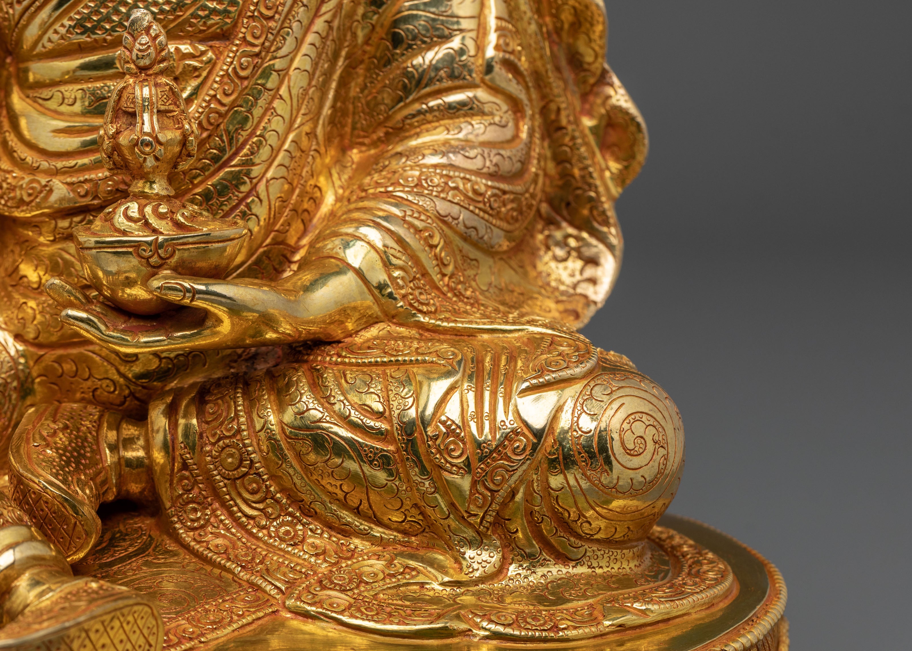 Handmade Guru Rinpoche Sacred Figurine | 24K Gold Gilded