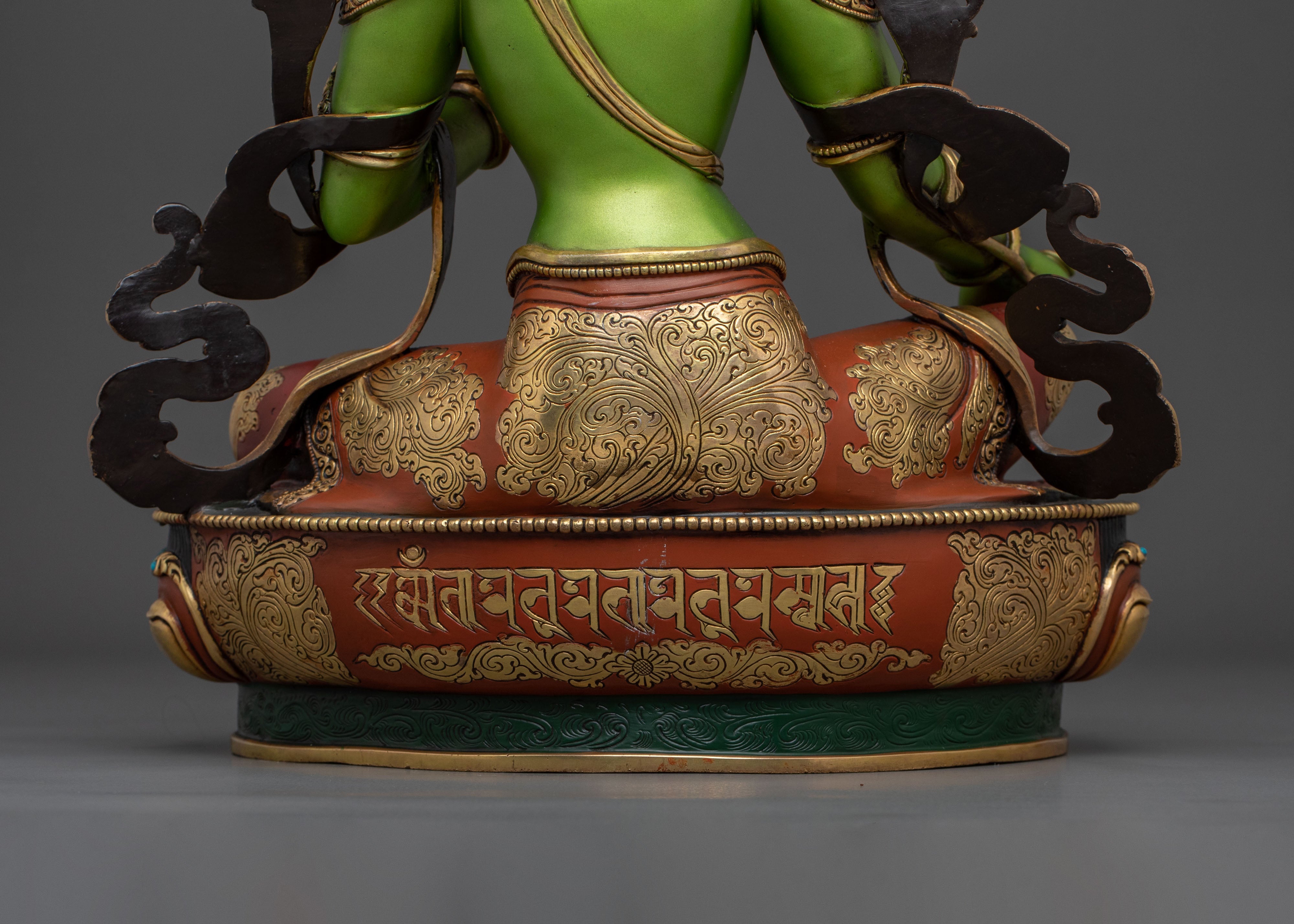 Mother Green Tara Sacred Sculpture in Gilded Copper