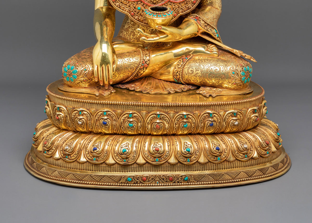 Crown Shakyamuni Buddha Figurine | 24K Gold-Gilded Buddha Statue
