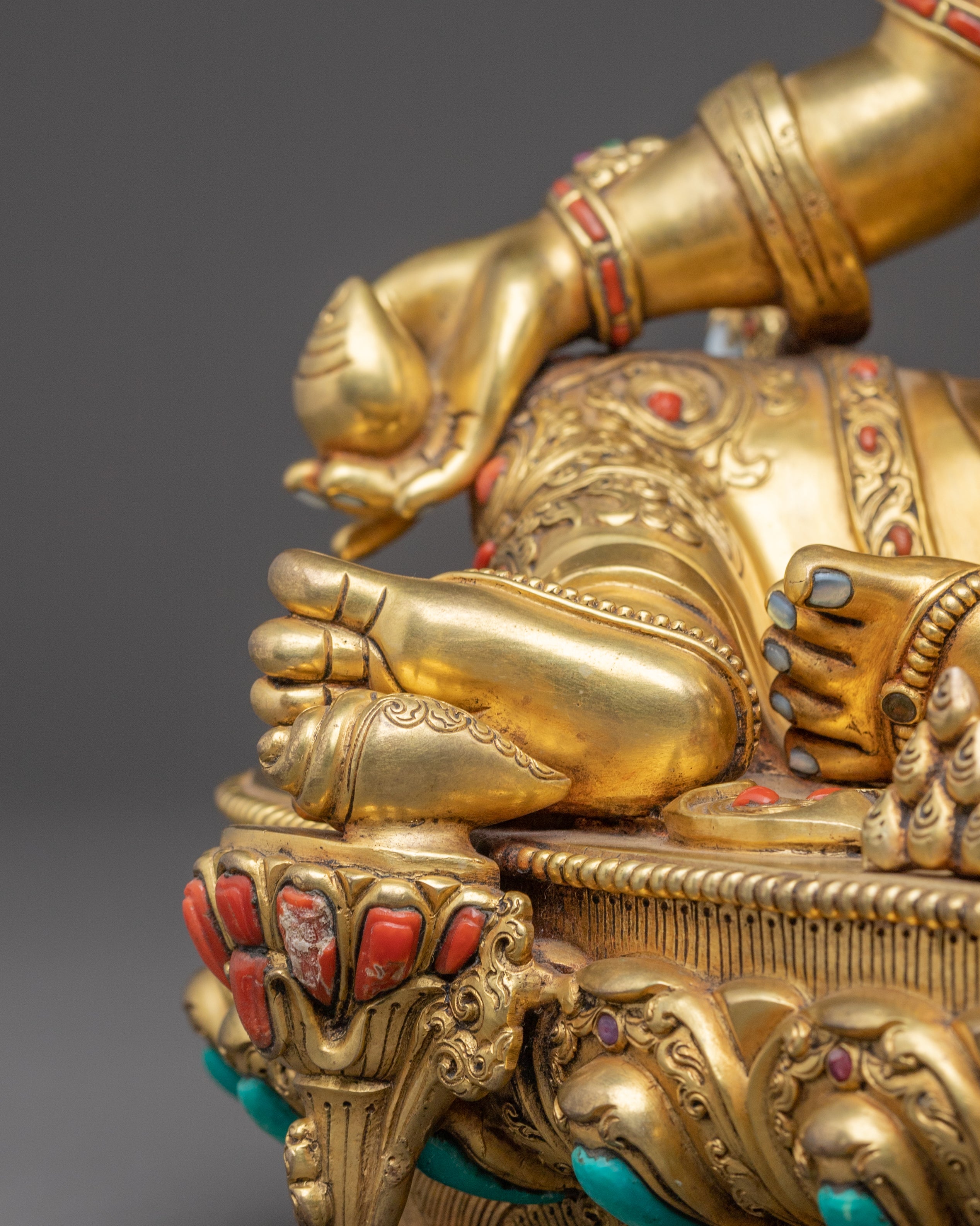Statue of Dzambhala, Buddhist Wealth Deity | 24K Gold Gilded Wealth God