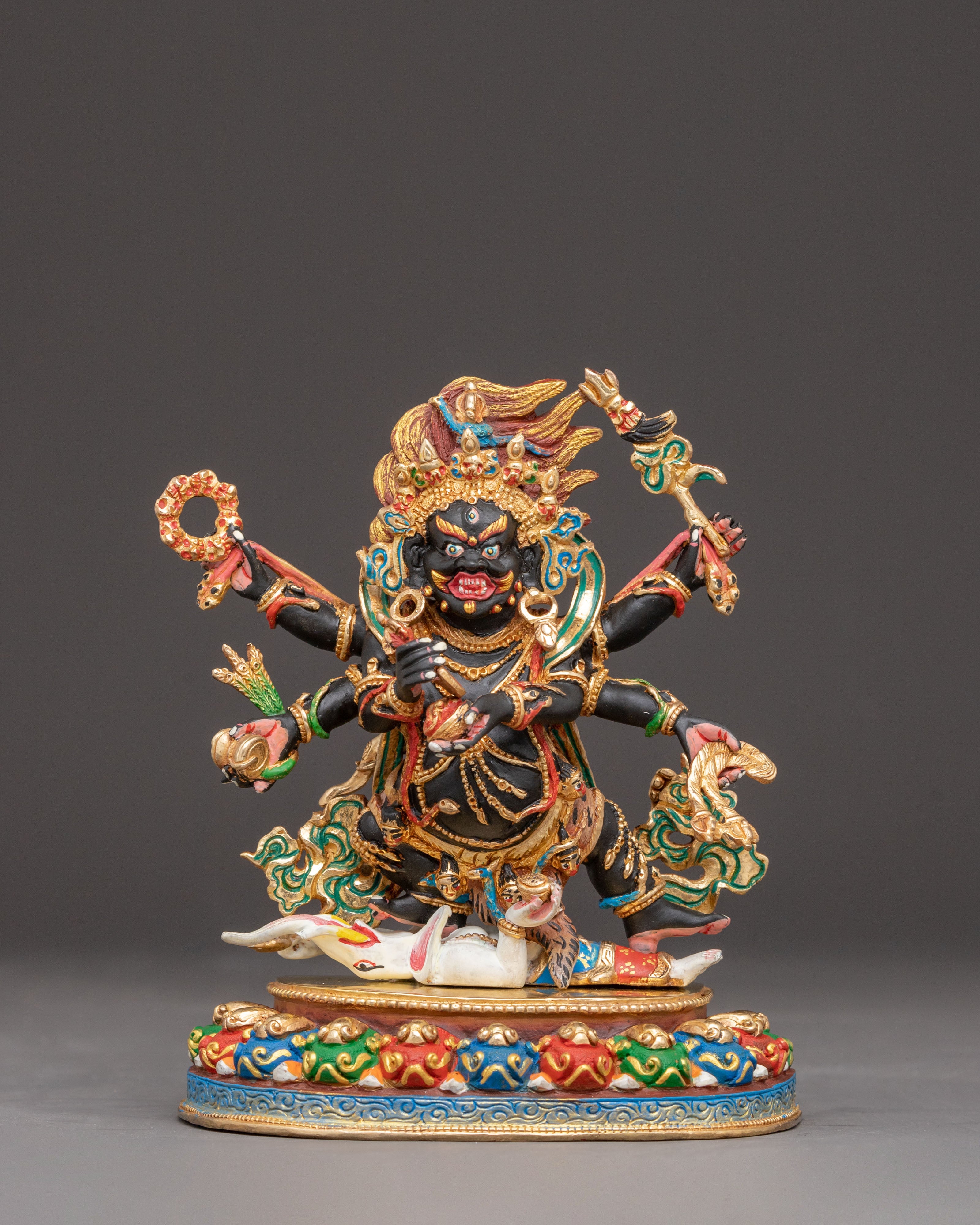 Copper Sculpture of Six-Armed Mahakala | Protector Deity of Buddhism