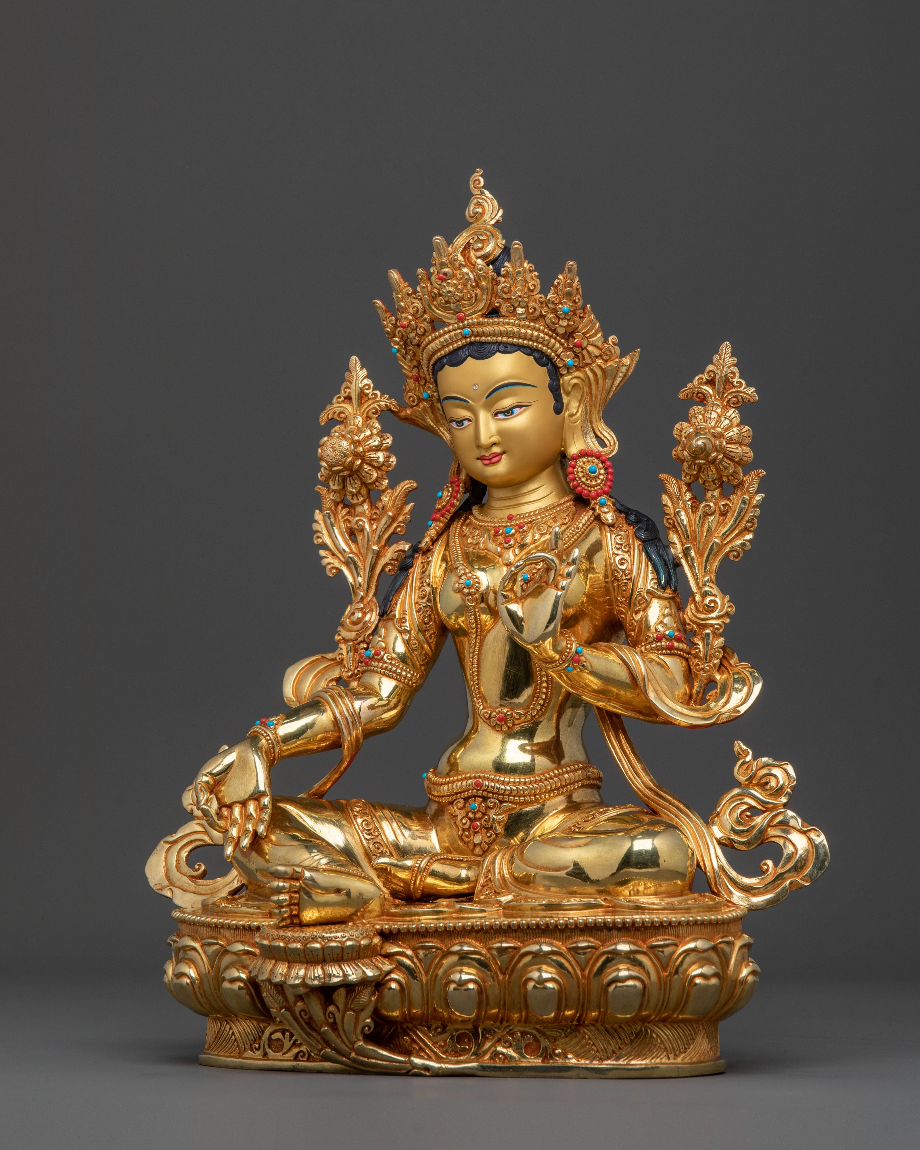 Handmade Green Tara Buddhist Goddess Statue