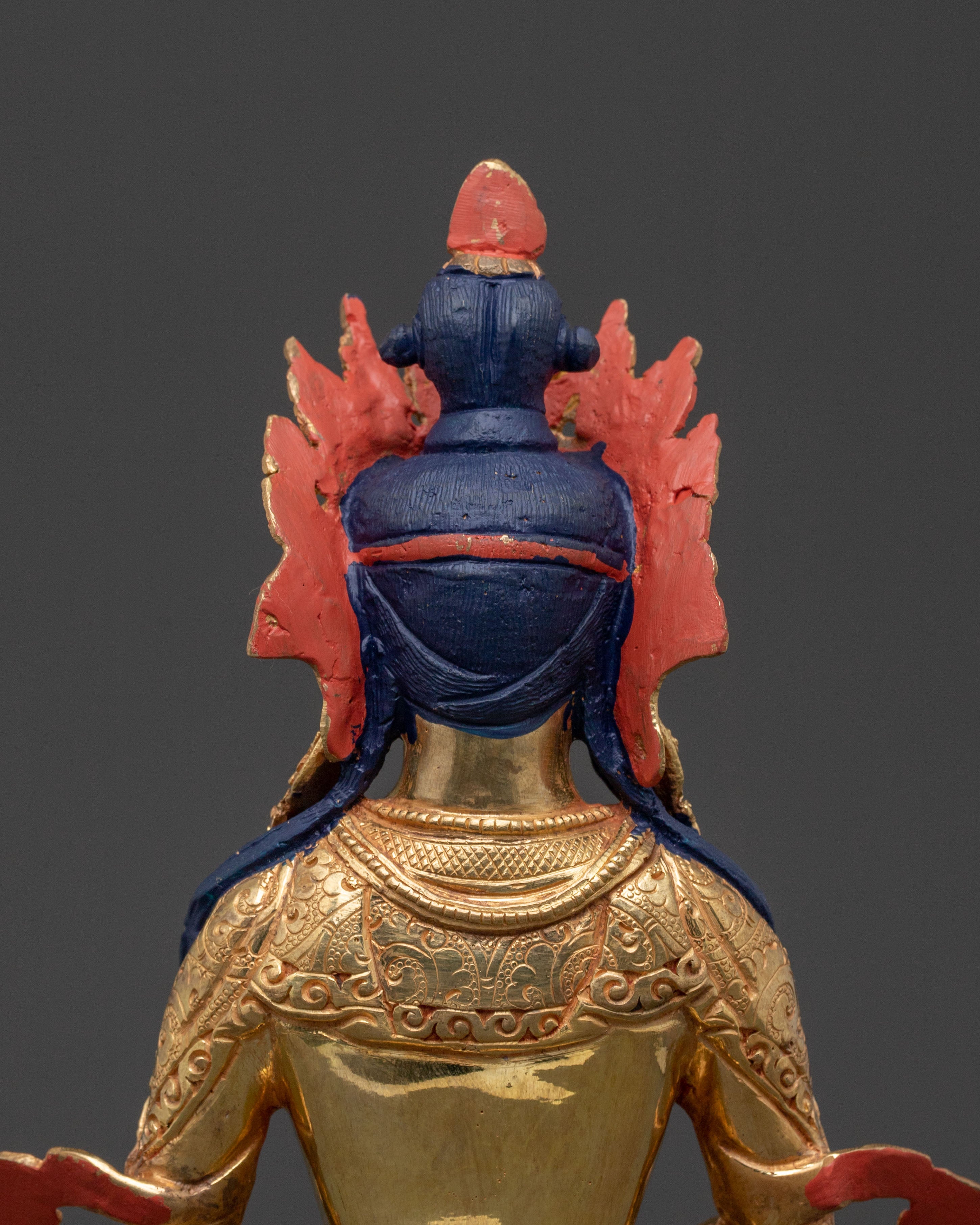 24K Gold Gilded Copper Statue of Amitayus: Long Life Buddha