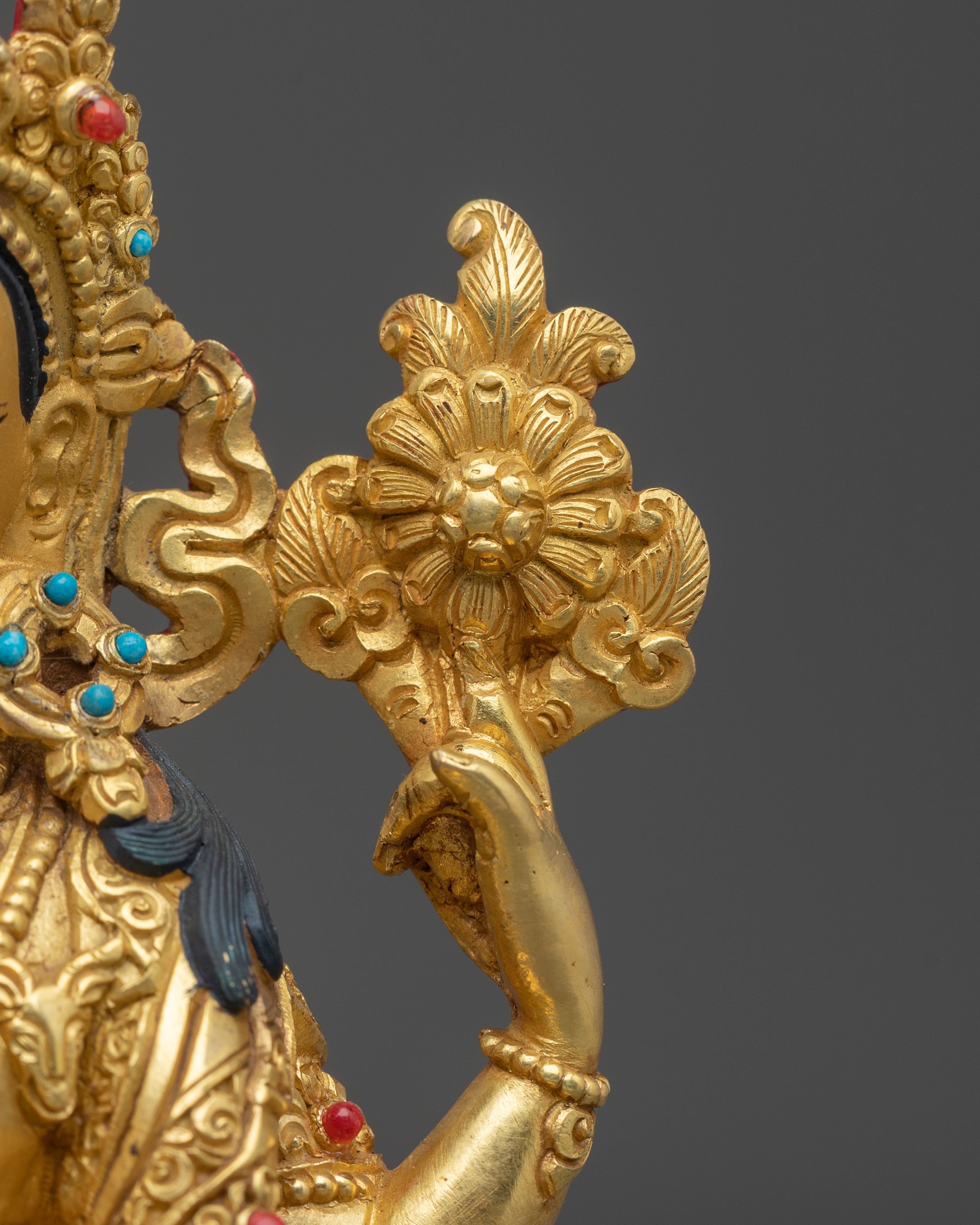 Chenrezig Lord of Compassion Sculpture – 24K Gold Gilded