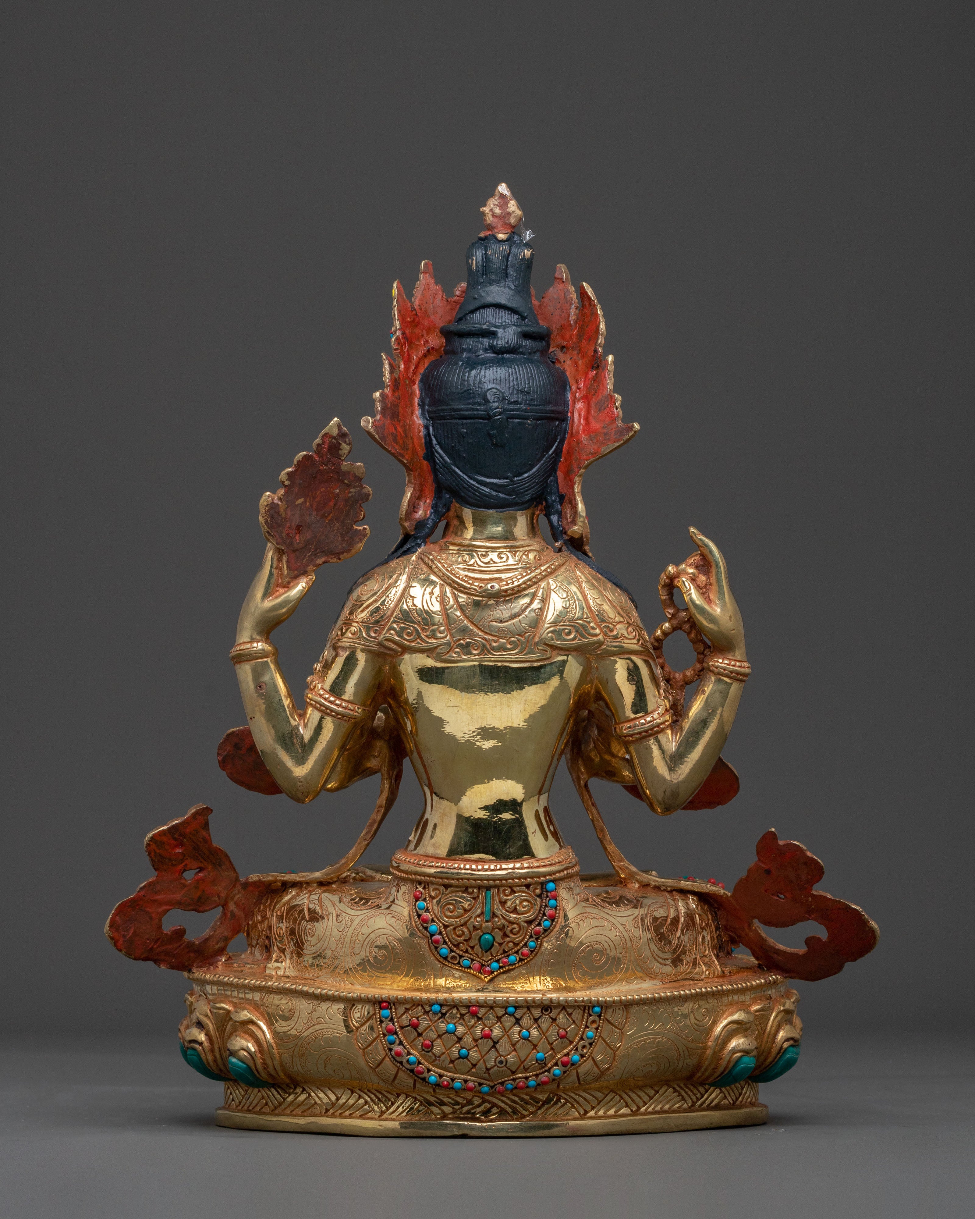 Chenrezig: 24k Gold Gilded Sculpture