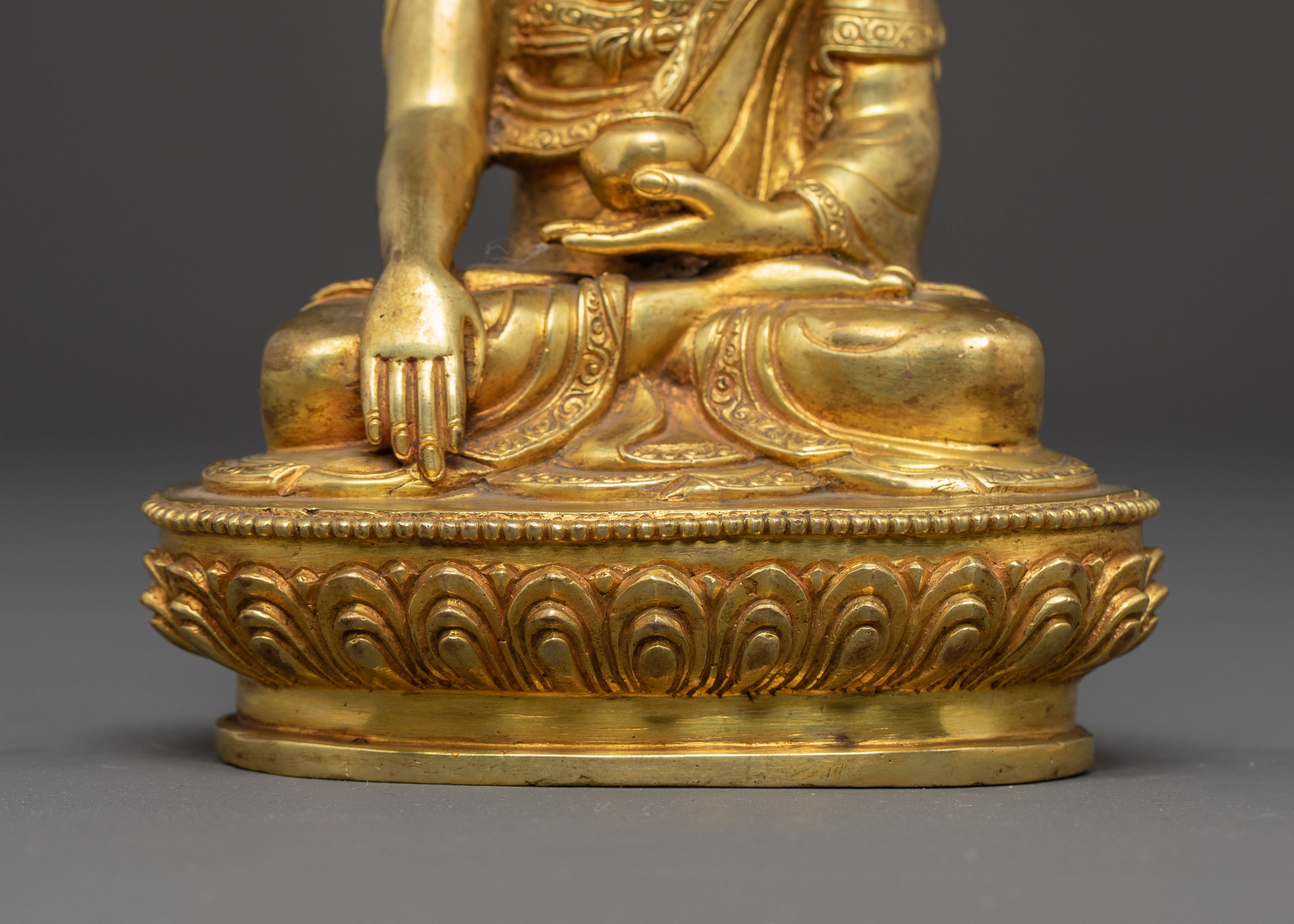 Gold Gilded Shakyamuni Buddha Sculpture | Symbol of Peace and Enlightenment