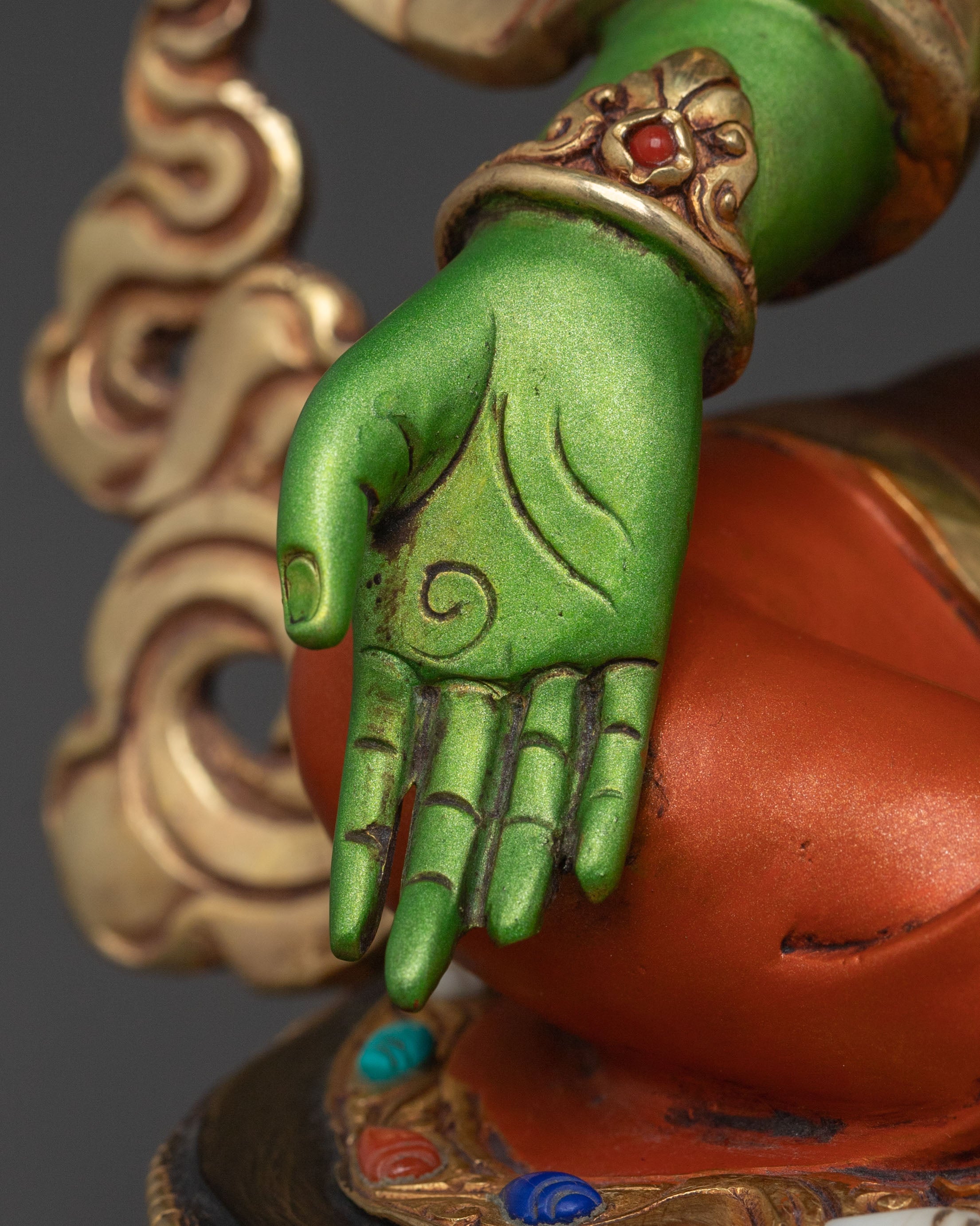 Handcrafted Green Tara Tibetan Statue | Spiritual Icon