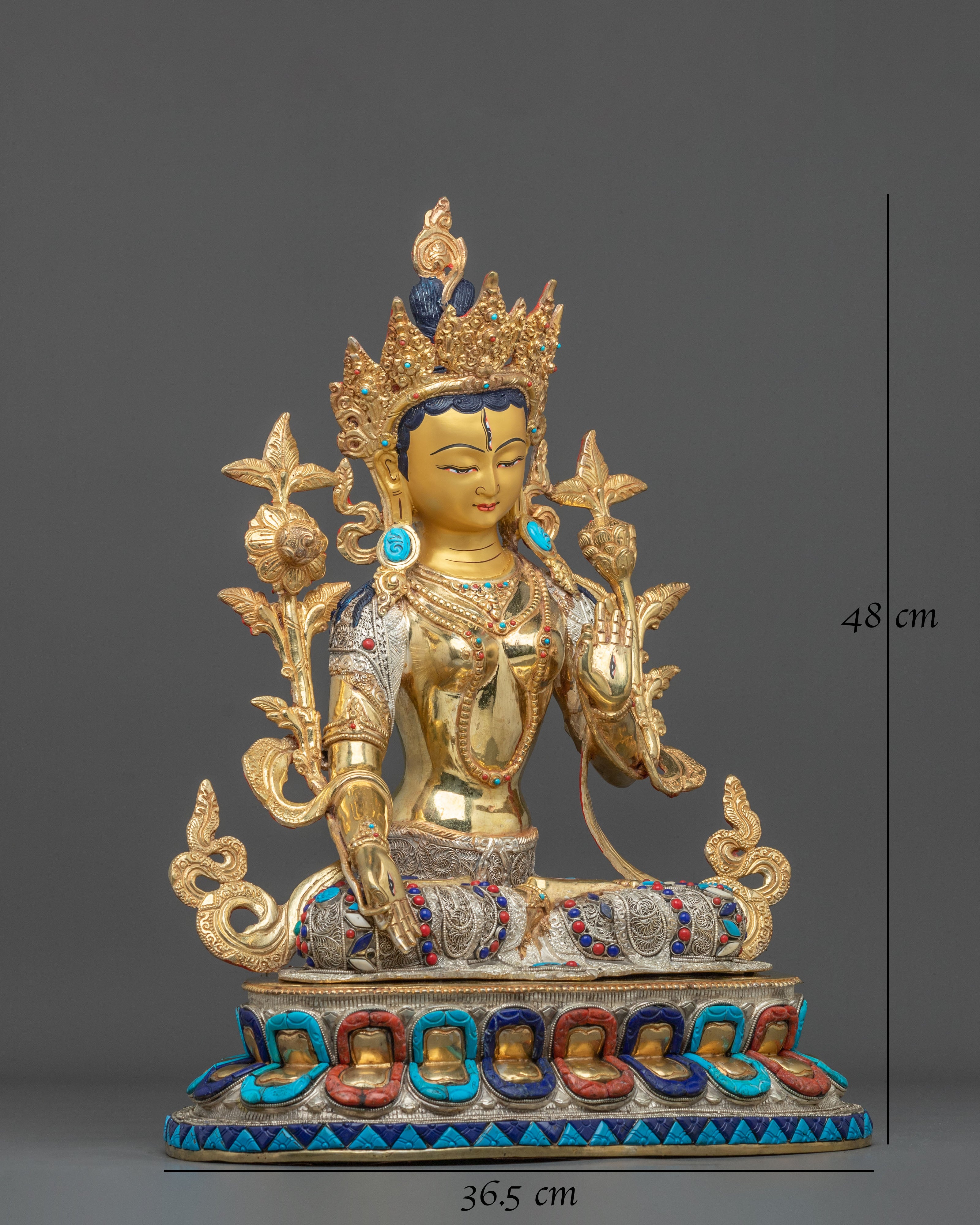 Sacred White Tara Sculpture | Copper Figurine