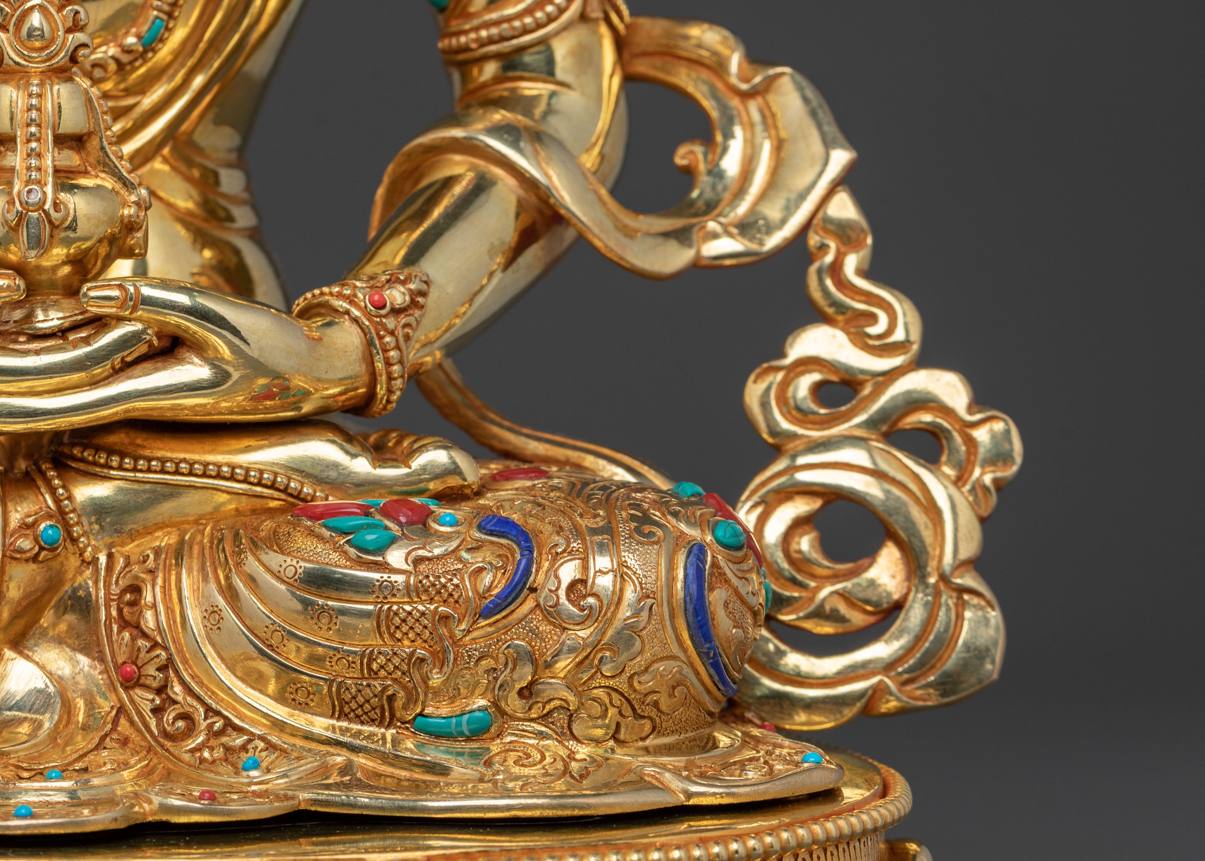 Amitayus: 24K Gold Gilded Traditional Statue