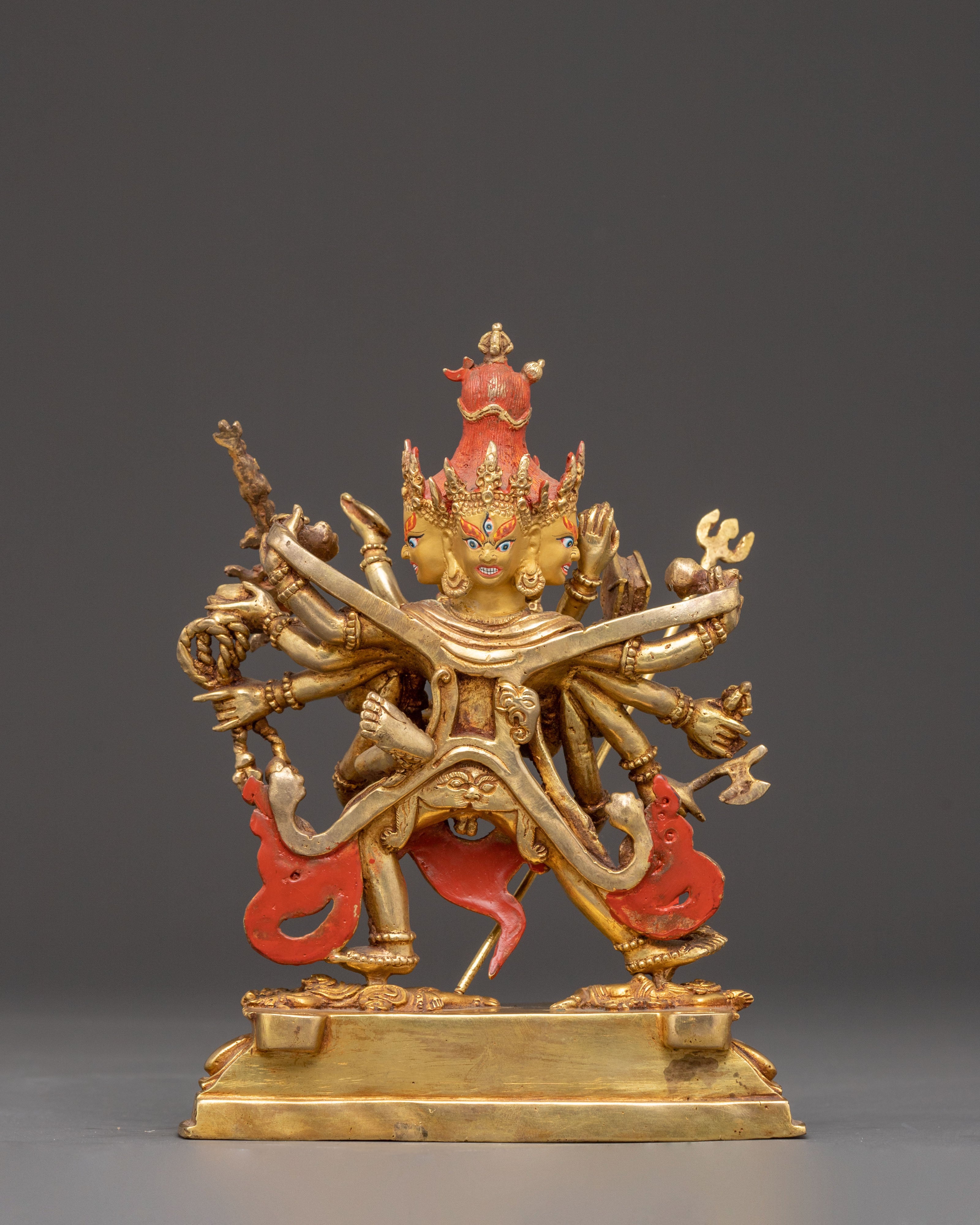 Exquisite 24K Gilded Handmade Chakrasamvara Golden Statue