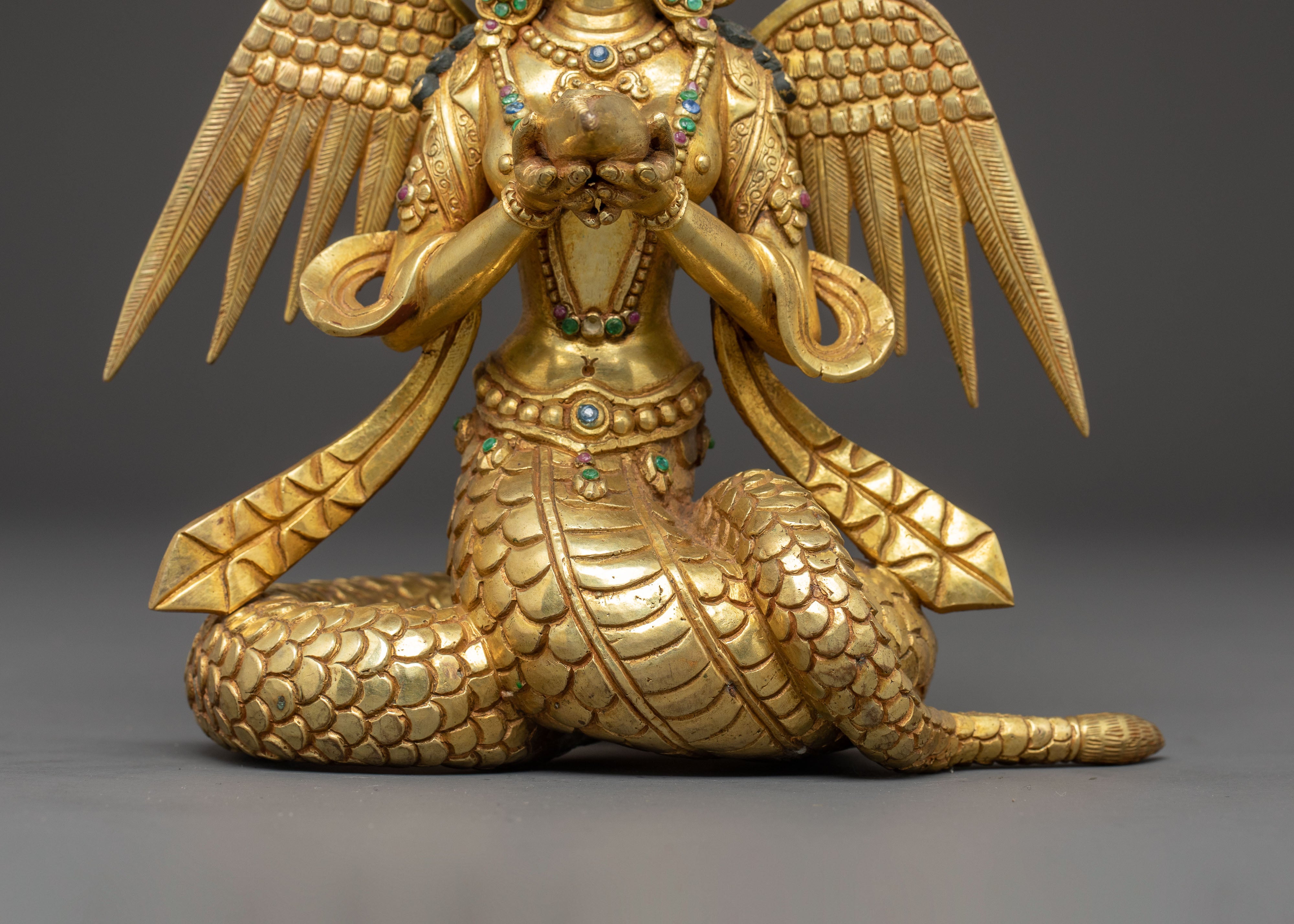 Handmade Nagkanya Copper Statue | Serpent Deity Sculpture