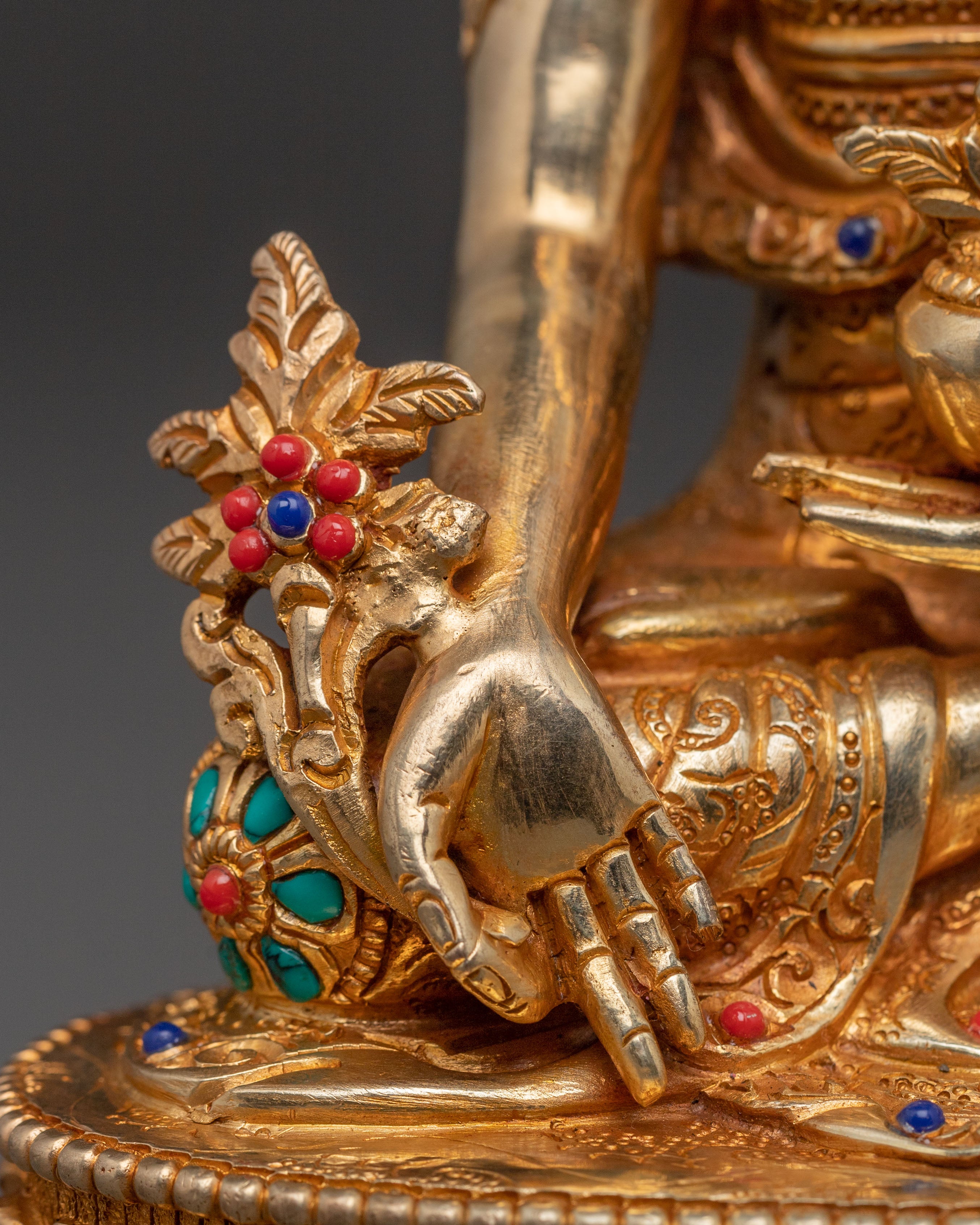 Medicine Buddha Sacred Statue | Handcrafted 24K Gold Gilded