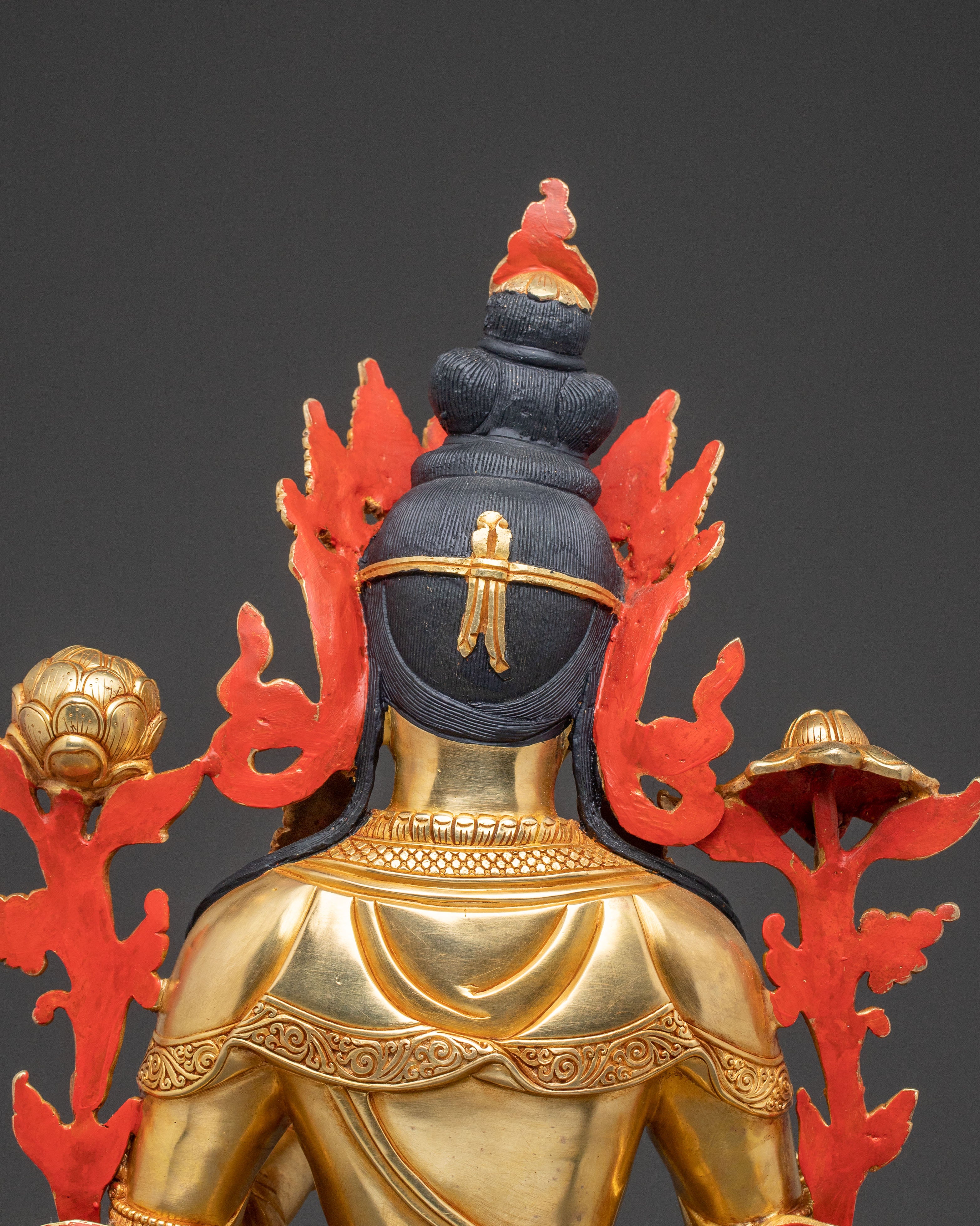 Nepalese White Tara Copper Statue | 24k Gold-Gilded Serenity