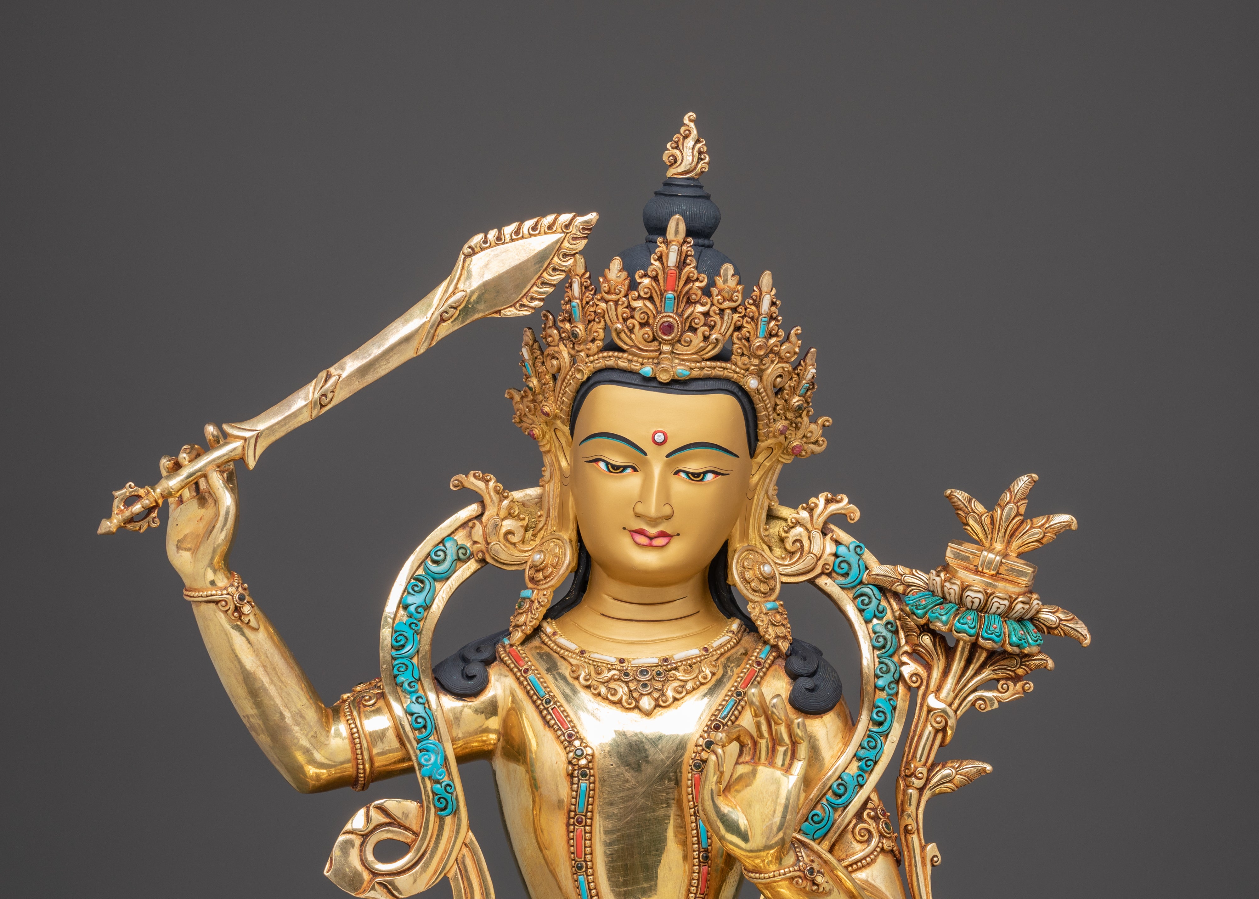 Golden Handmade Bodhisattva Set Statue | Sacred Buddhist Altar Display