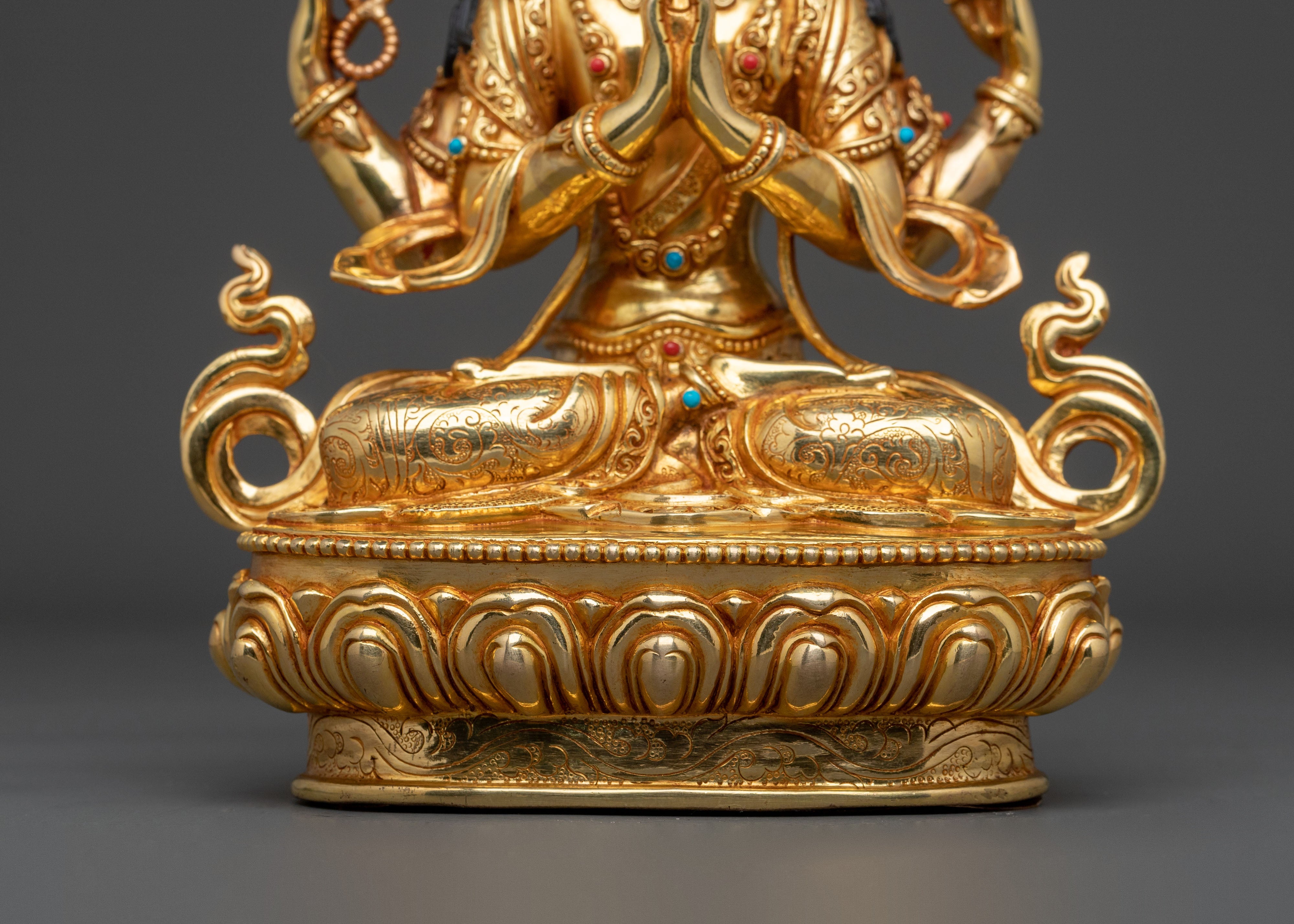 Four Armed Chenrezig Divine Sculpture | Made in Nepal