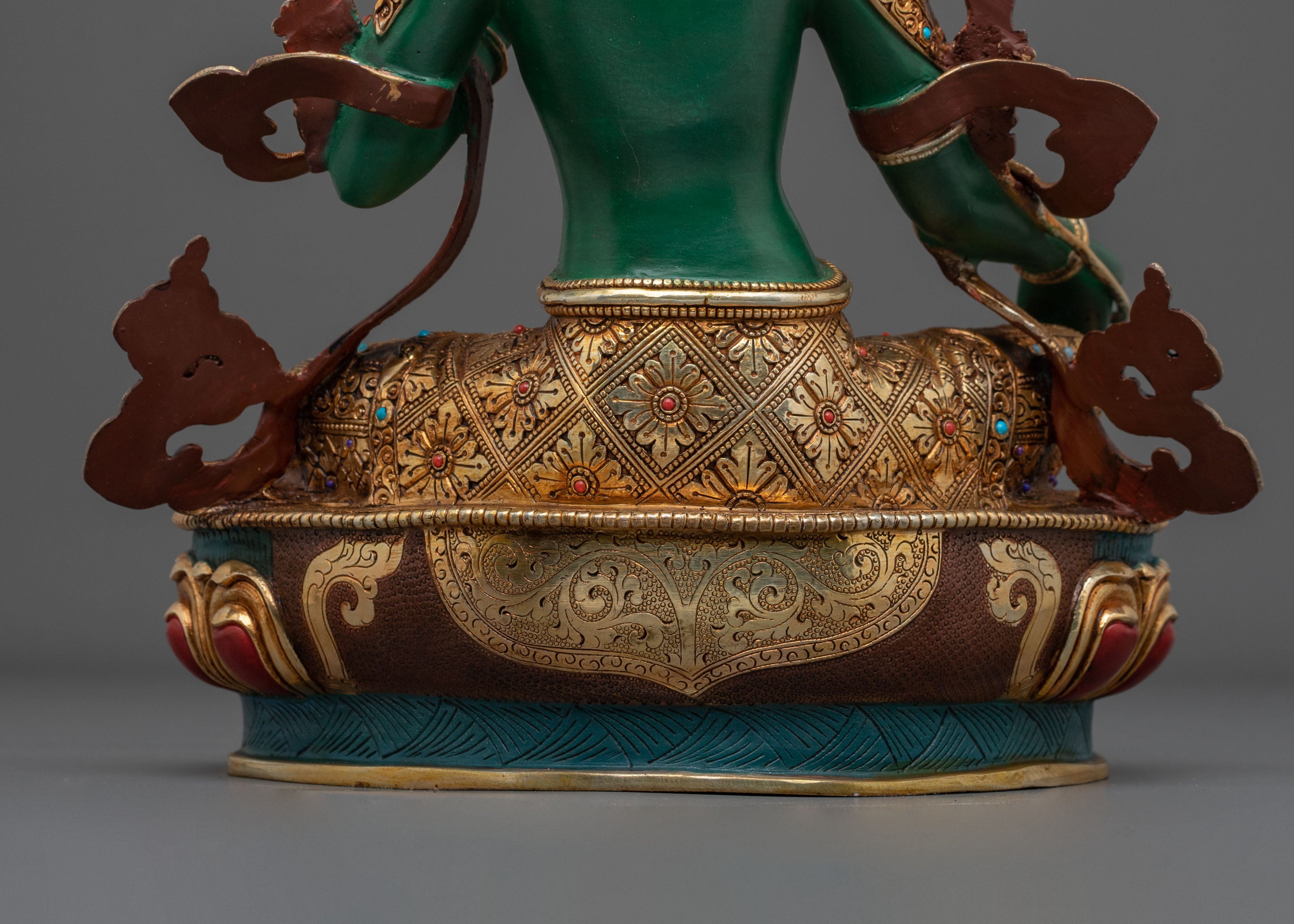 Green Tara Statue | Divine Compassionate Figurine in 24K Gold