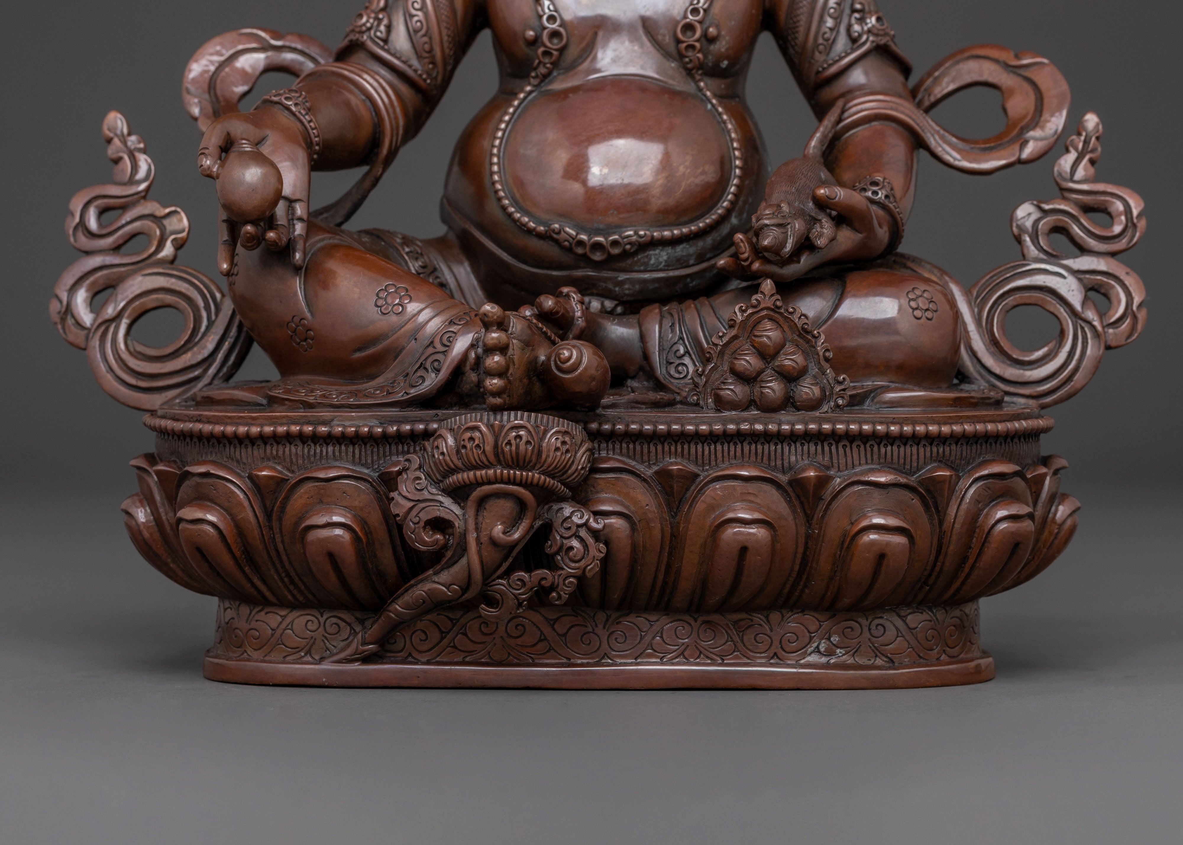 Dzambhala Sacred Tibetan Statue in Oxidized Copper