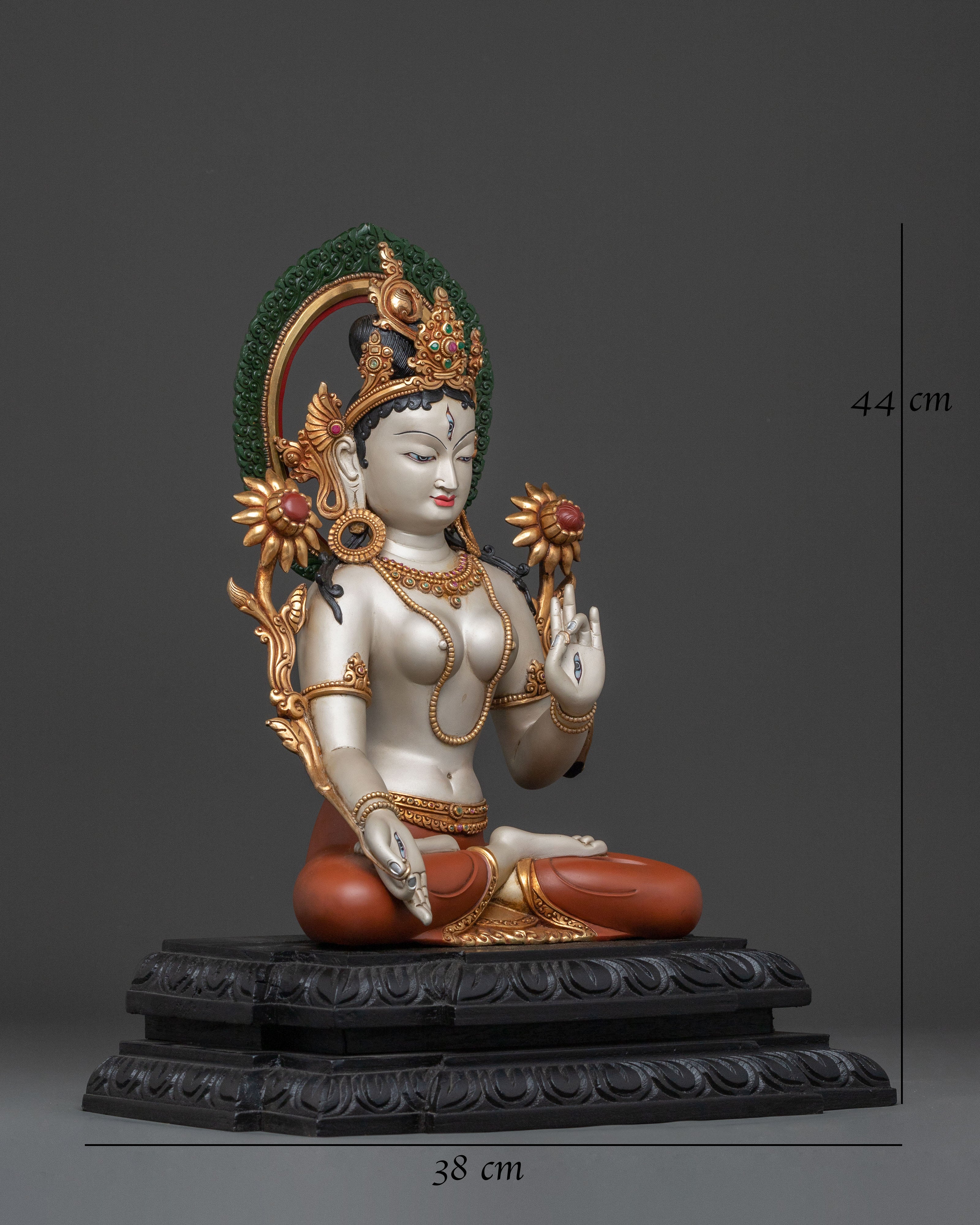 White Tara: Radiant 24K Gold Gilded Sculpture