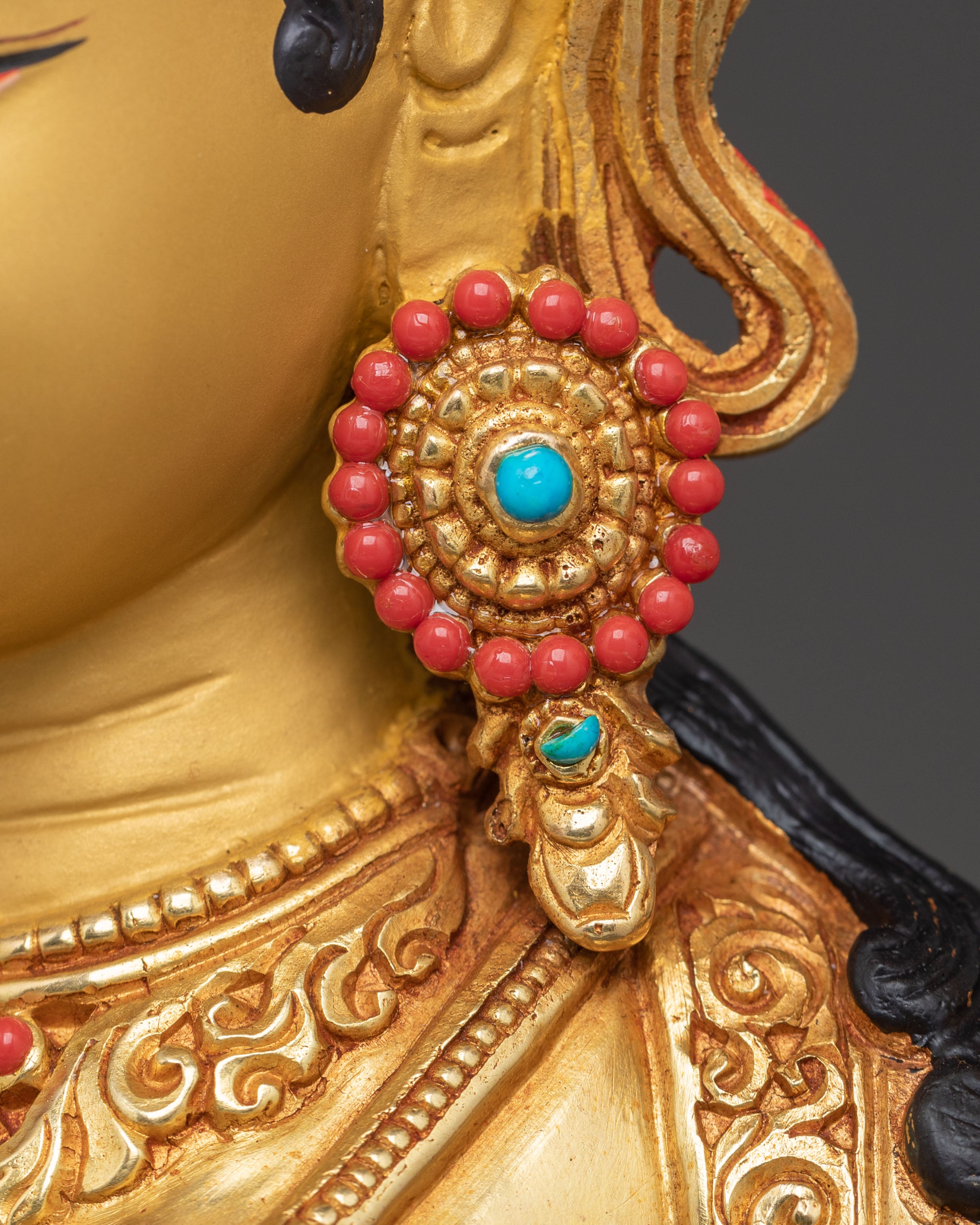 Green Tara Blessing Statue: Handcrafted in 24K Gold