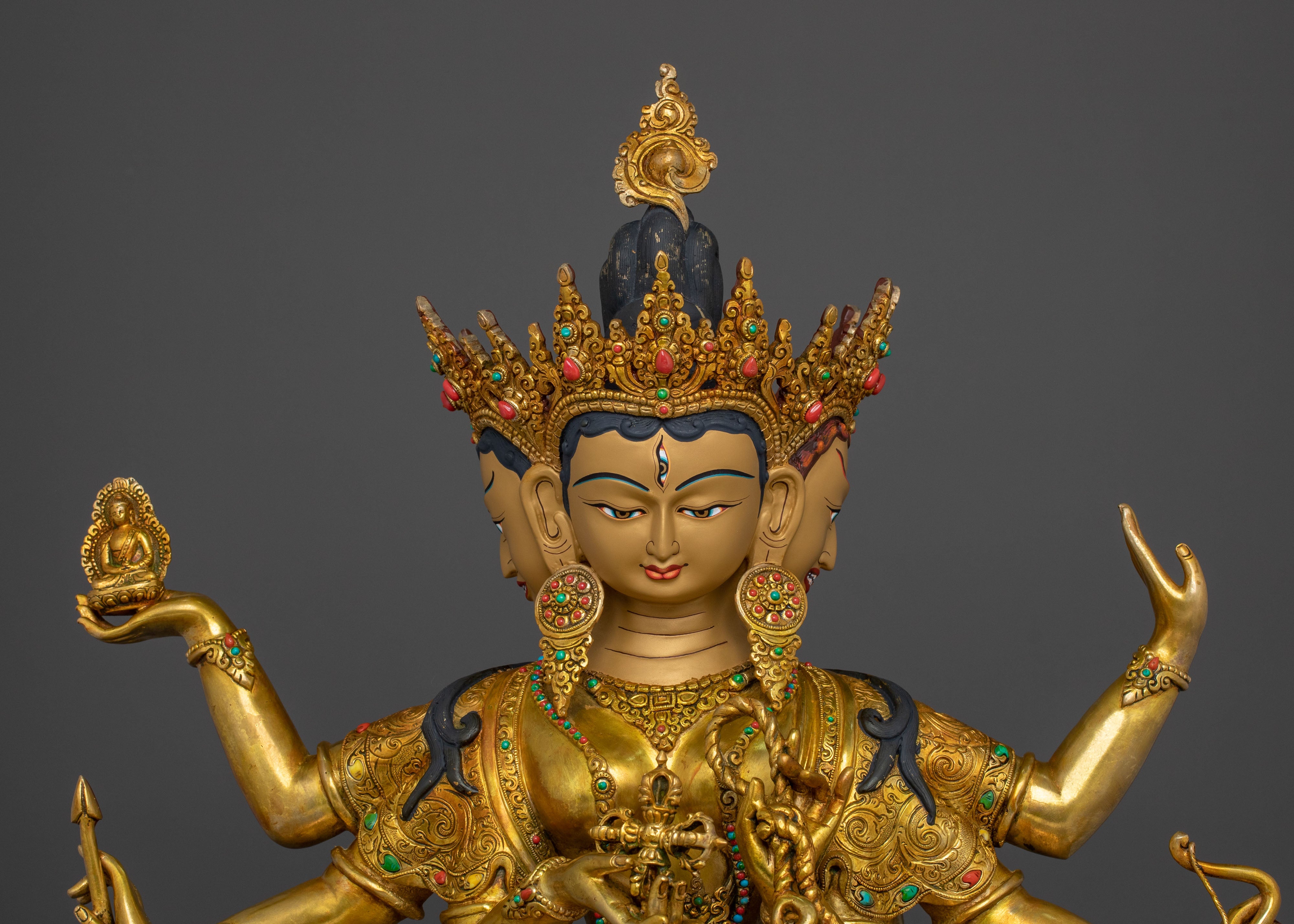 Sacred Namgyalma Sculpture: 24K Gold Gilded