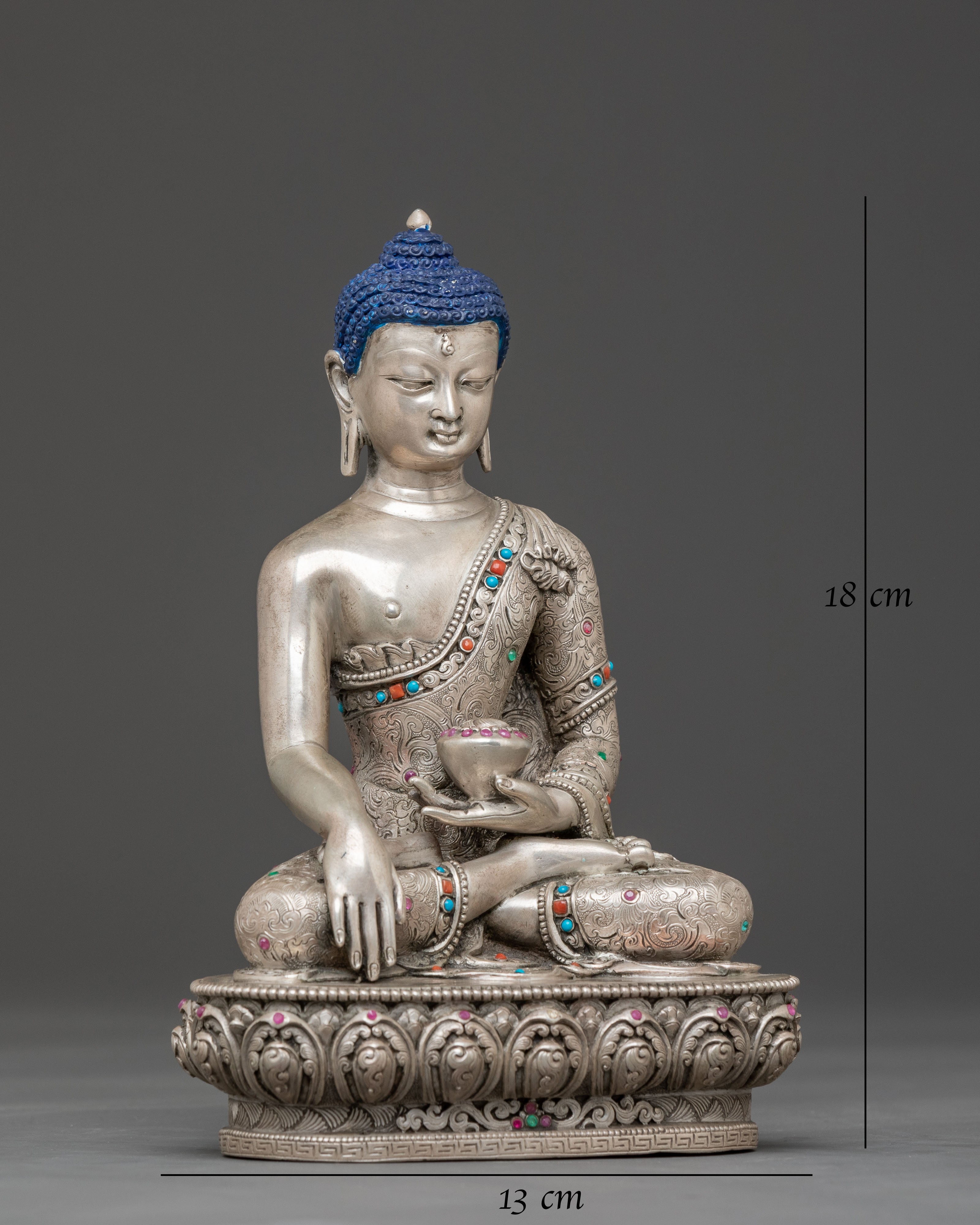 Wisdom Master Shakyamuni Statue: 92.5 Silver Sculpture