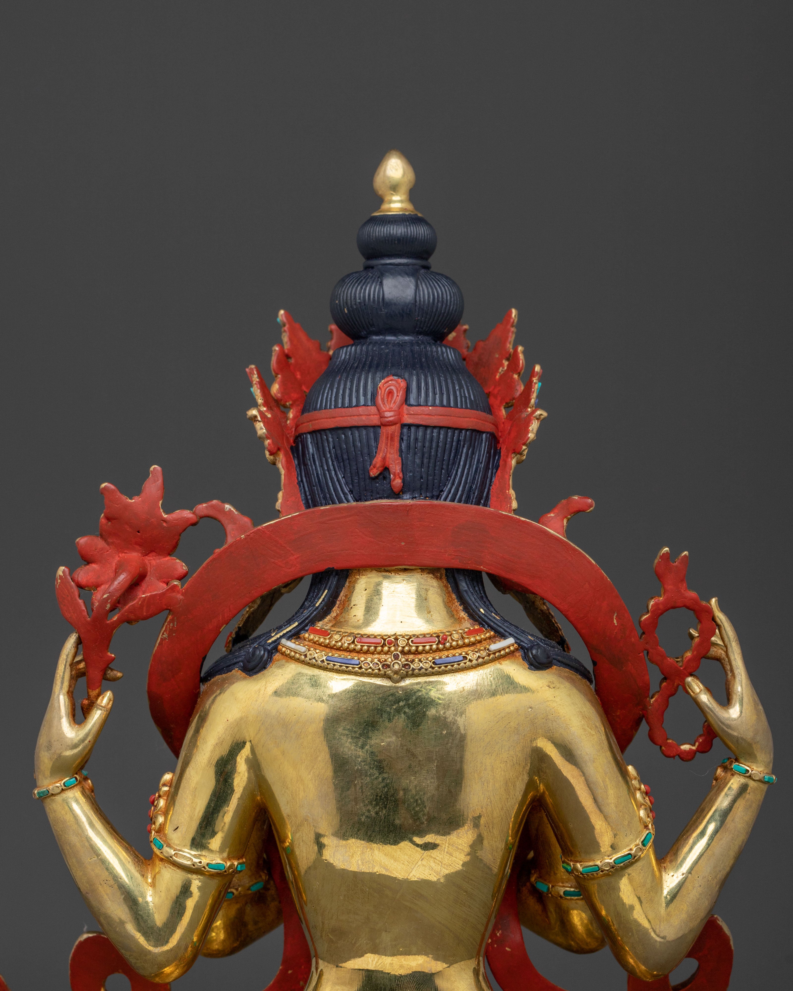 Chenrezig Sacred Statue: 24K Gold Gilded Bodhisattva