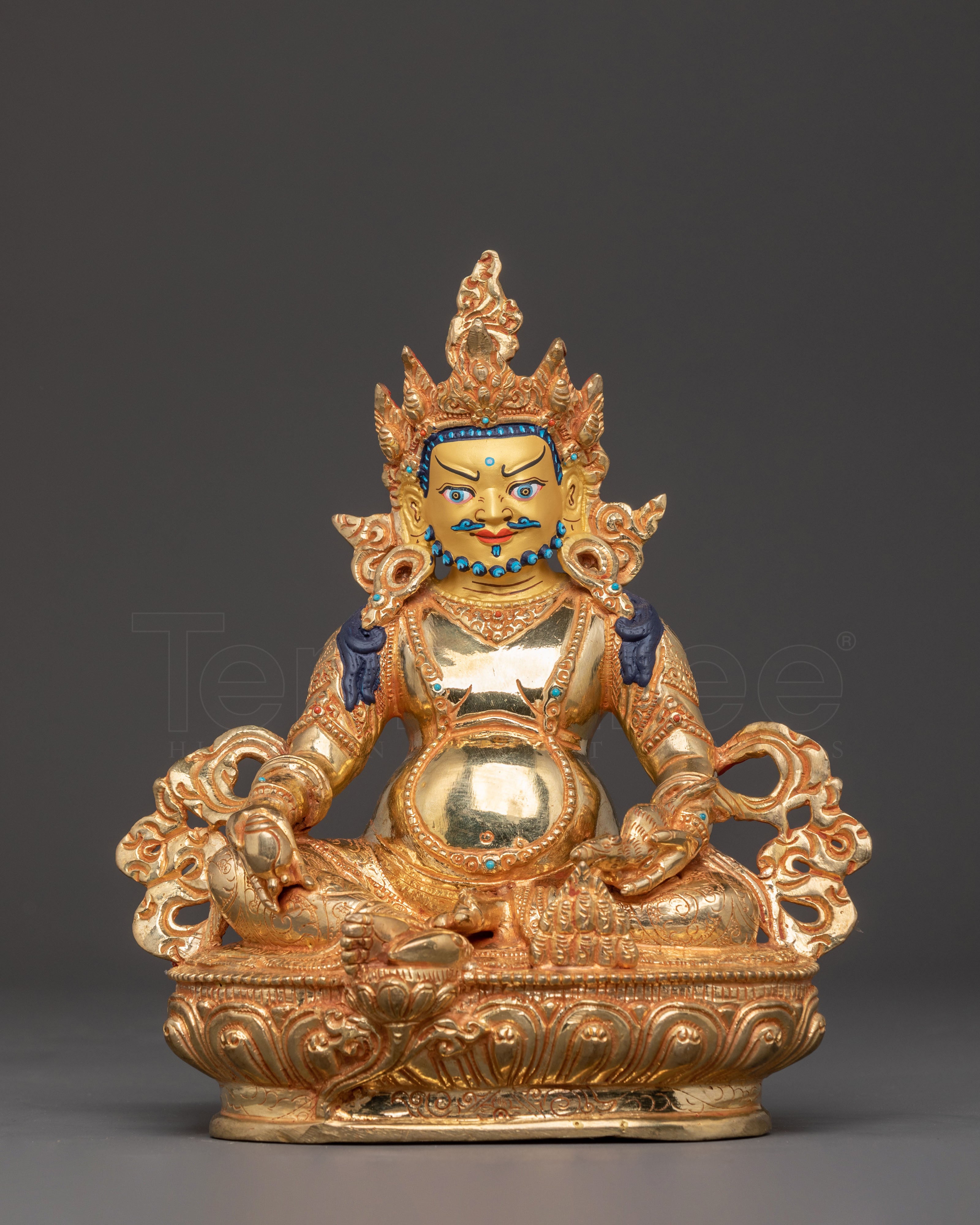 Handcrafted Wealth Deity Dzambhala Statue – Auspicious 24K Gold Gilded Sculpture