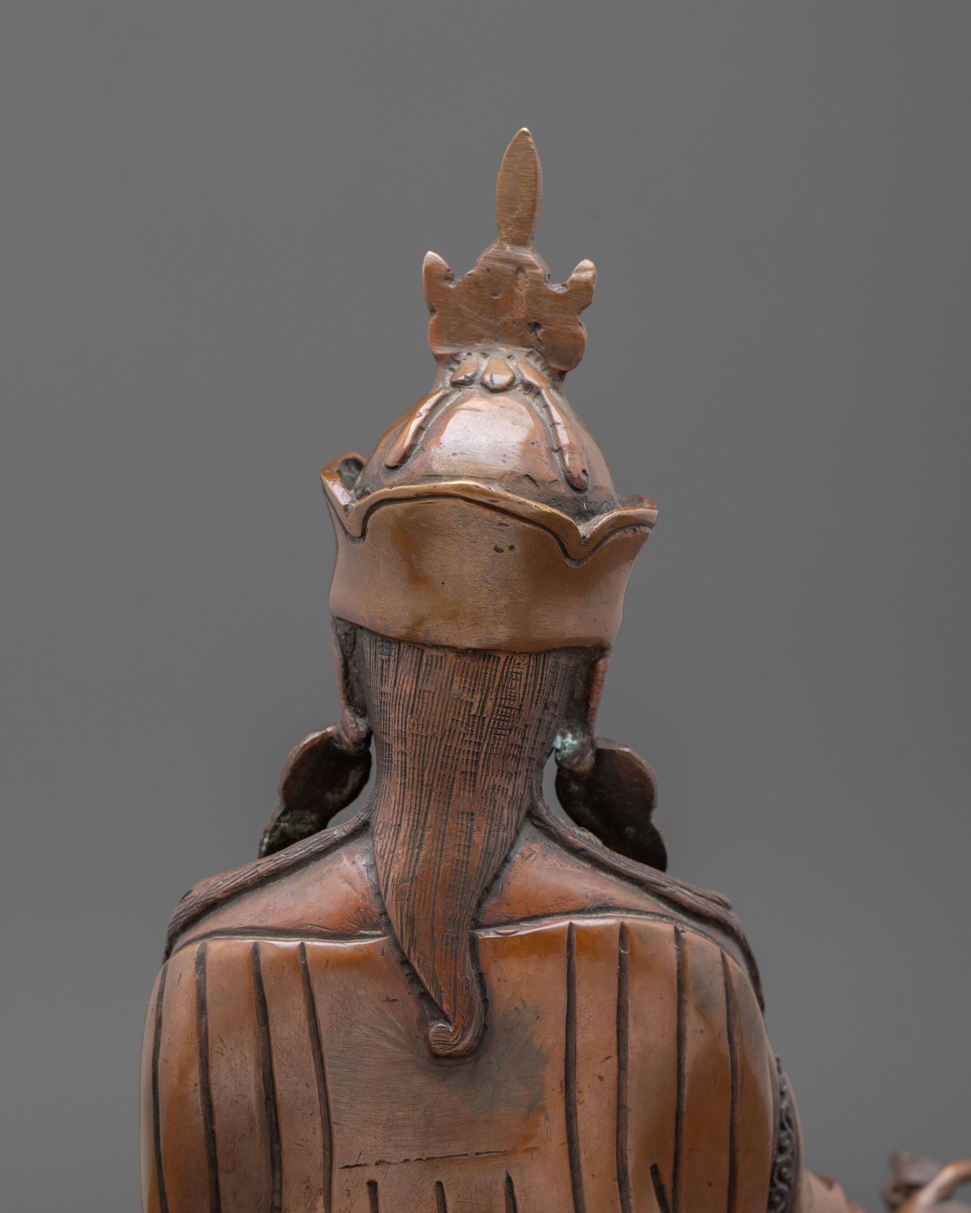 Guru Rinpoche Buddhist Altar Sculpture | Oxidized Copper Statue
