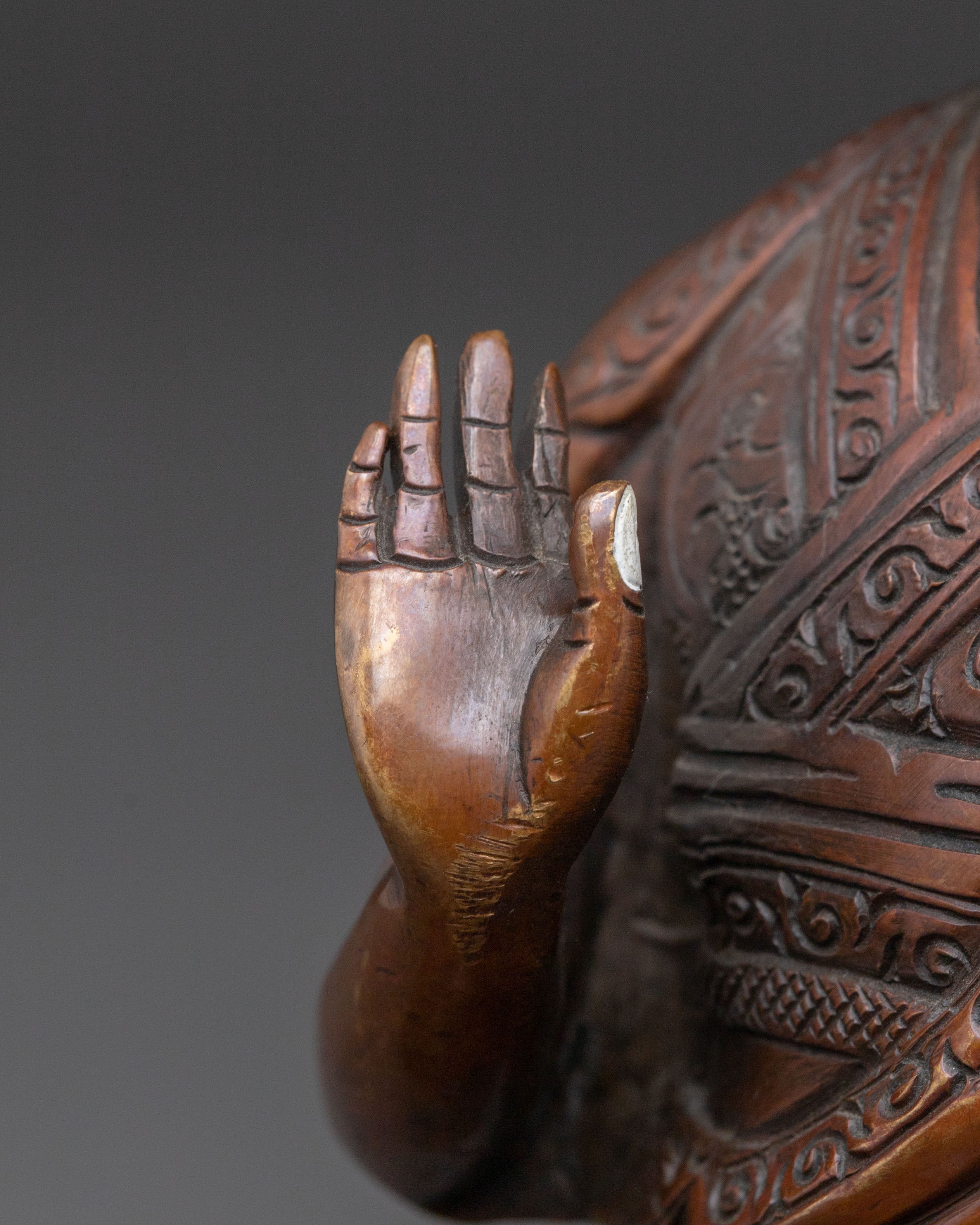 Handcrafted Tsongkhapa with Disciples Statue – Oxidized Copper Finish