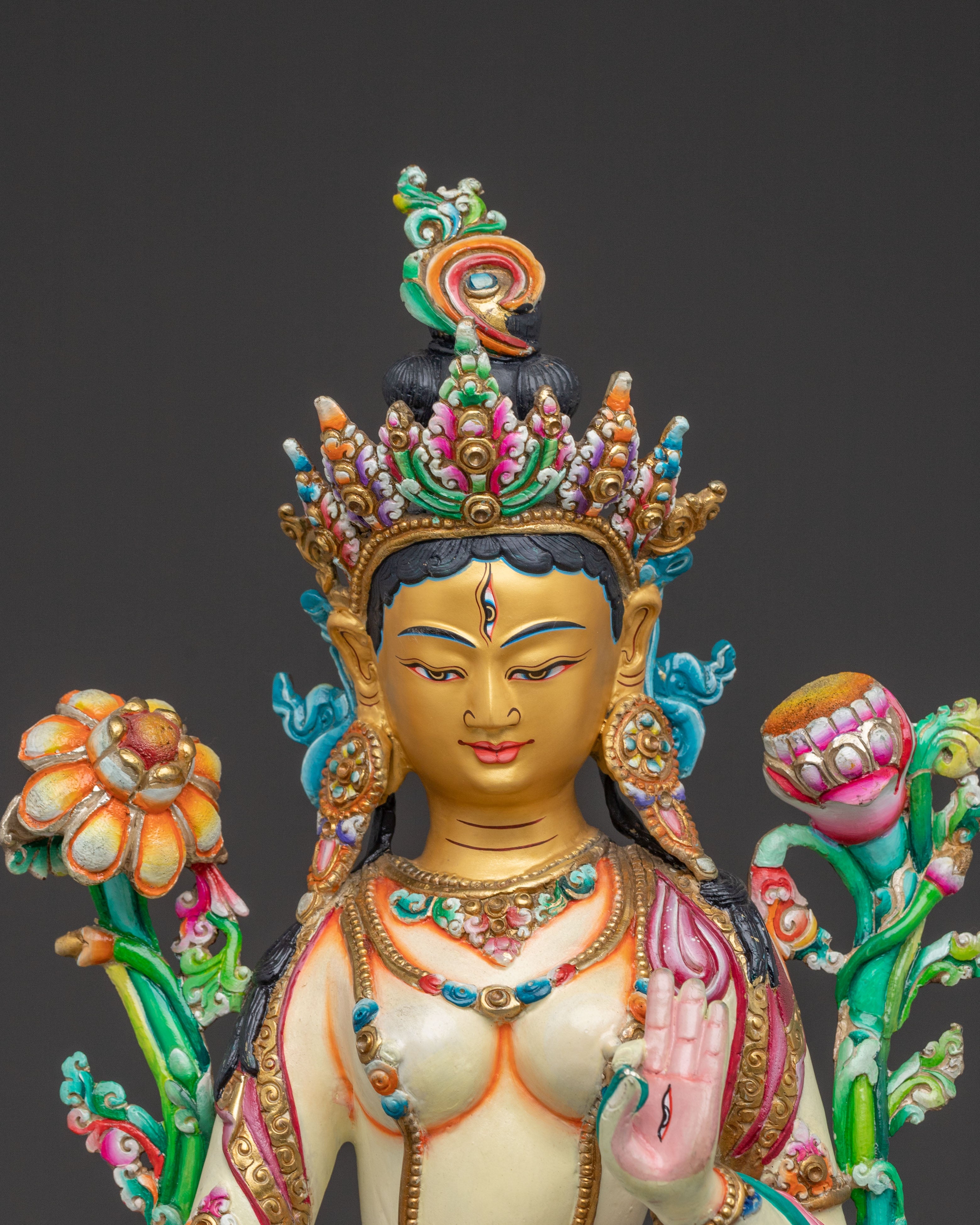 White Tara Statue – Hand-Gilded Copper
