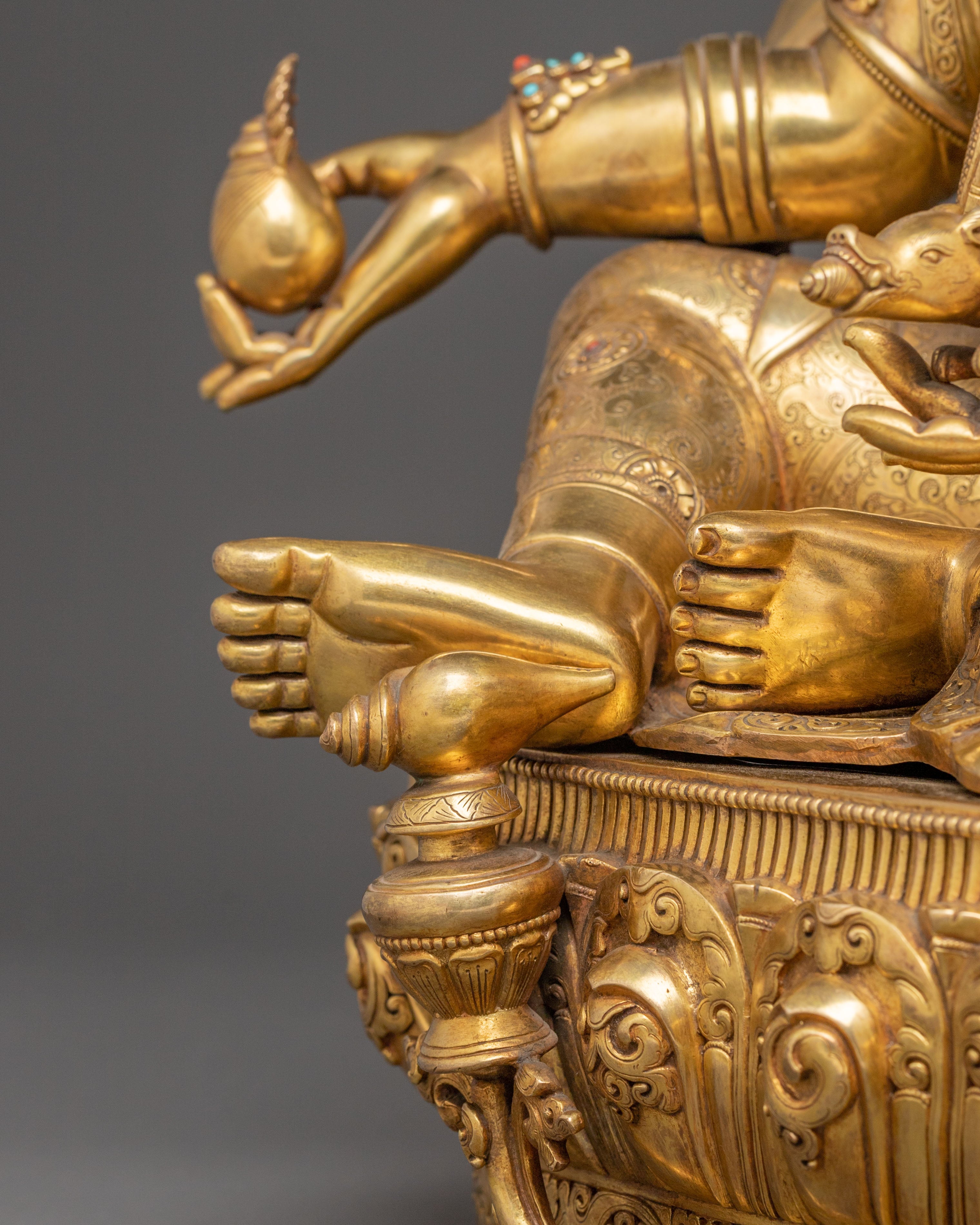 Golden Statue of Wealth Icon Dzambhala | Lord of Abundance