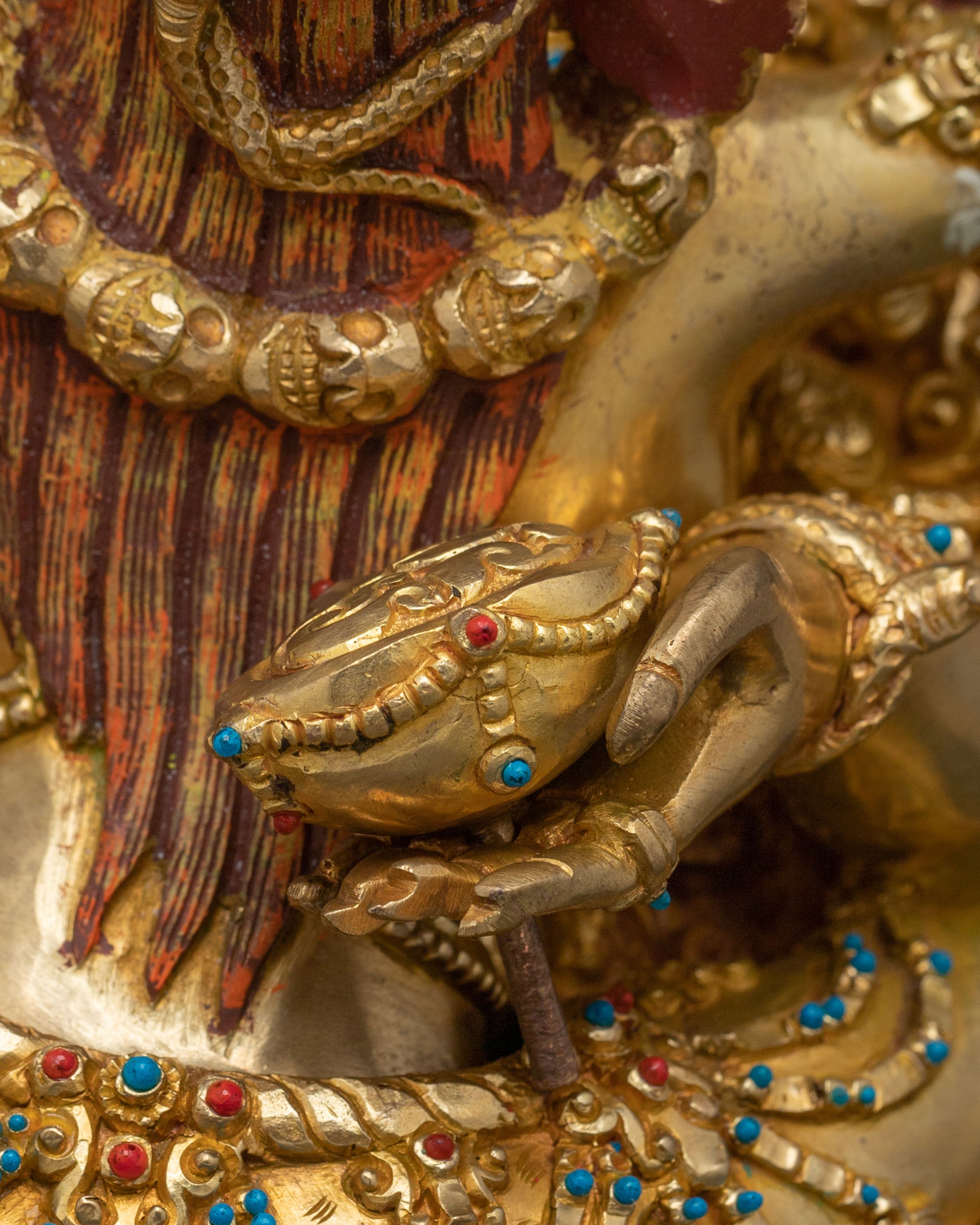 Chaturbhuja Mahakala Statue with Consort | Sacred Figurine