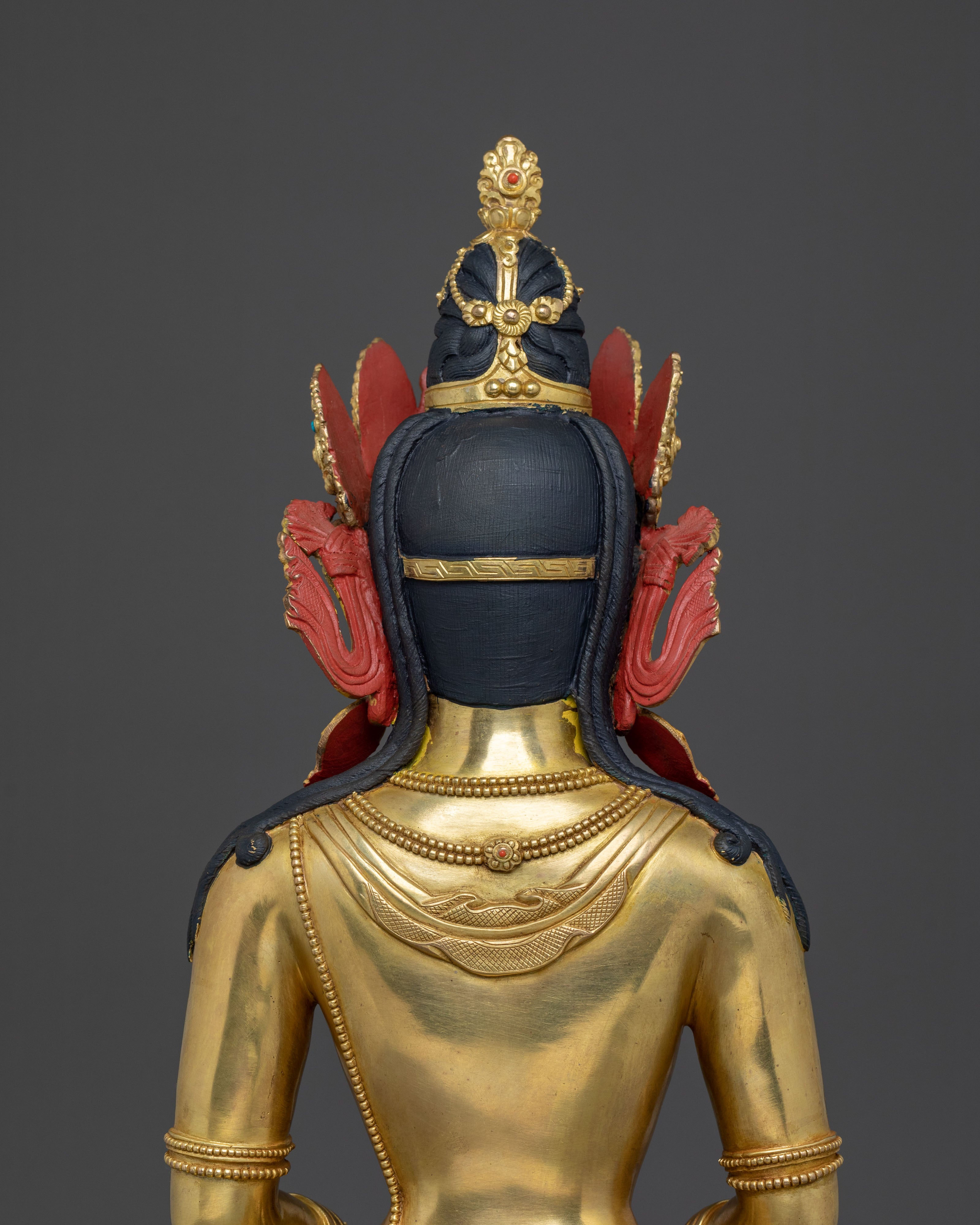 Crown Amitabha Buddha 24K Gold Gilded Statue