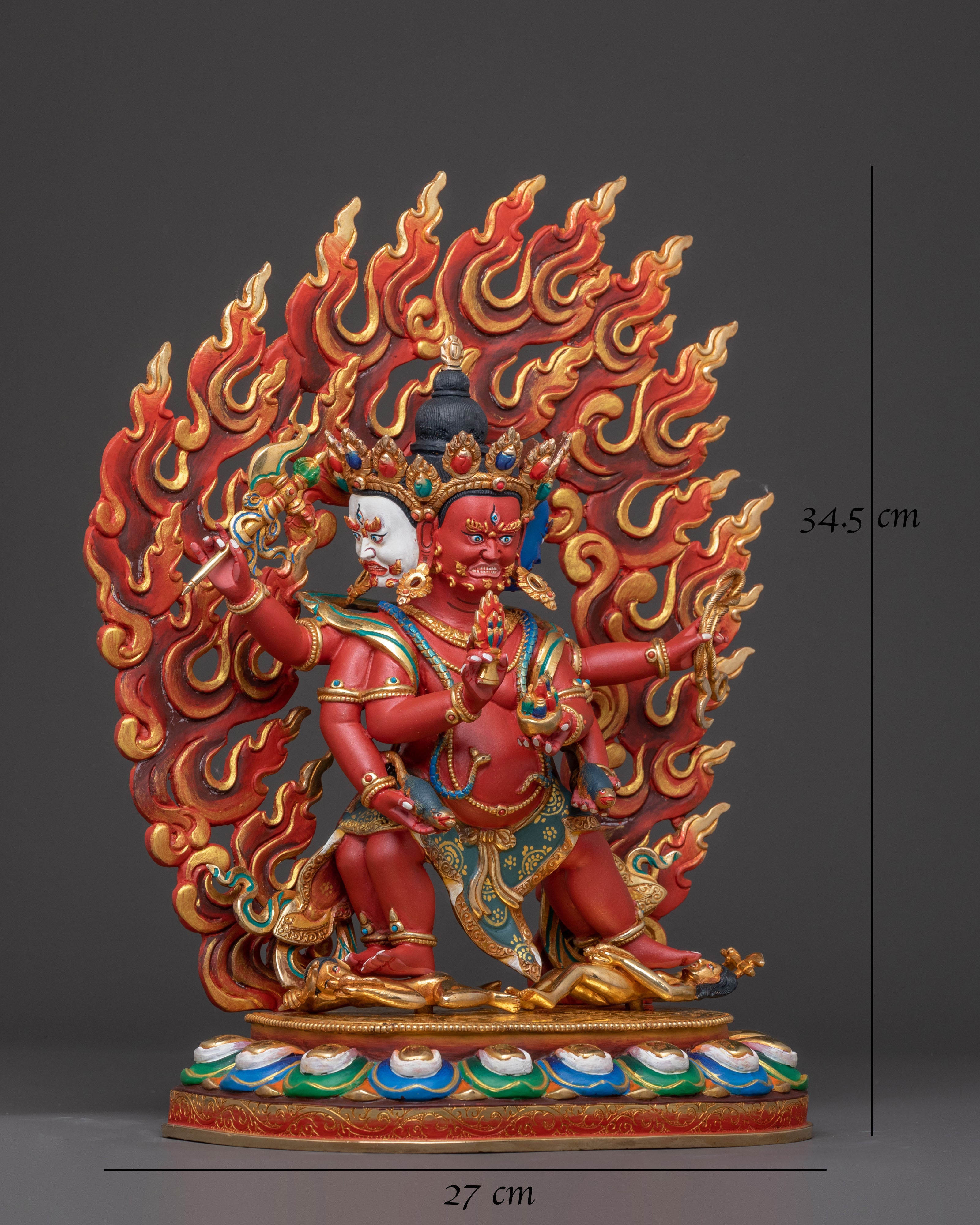 Red Dzambhala Spiritual Statue: Himalayan Handcrafted Artwork