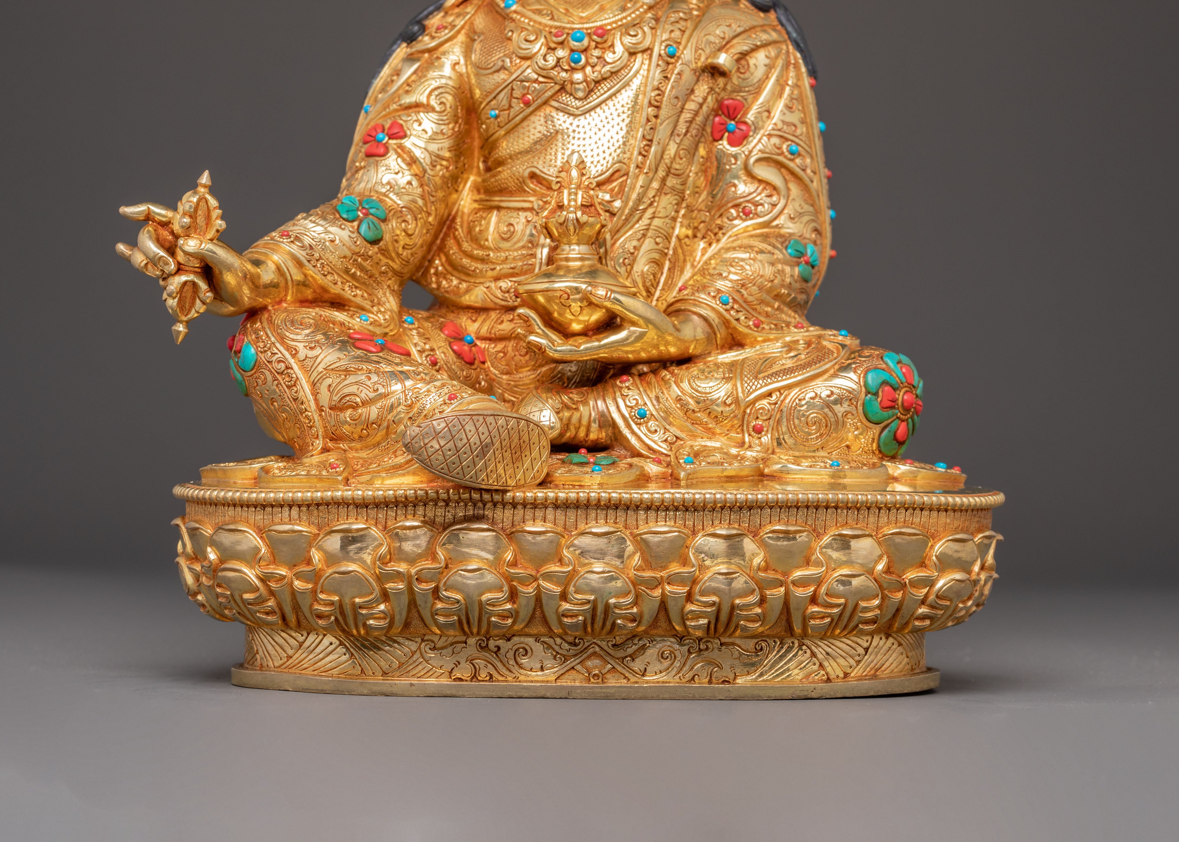 Handmade Copper Sculpture of Padmasambhava | Tibetan Buddhism Icon