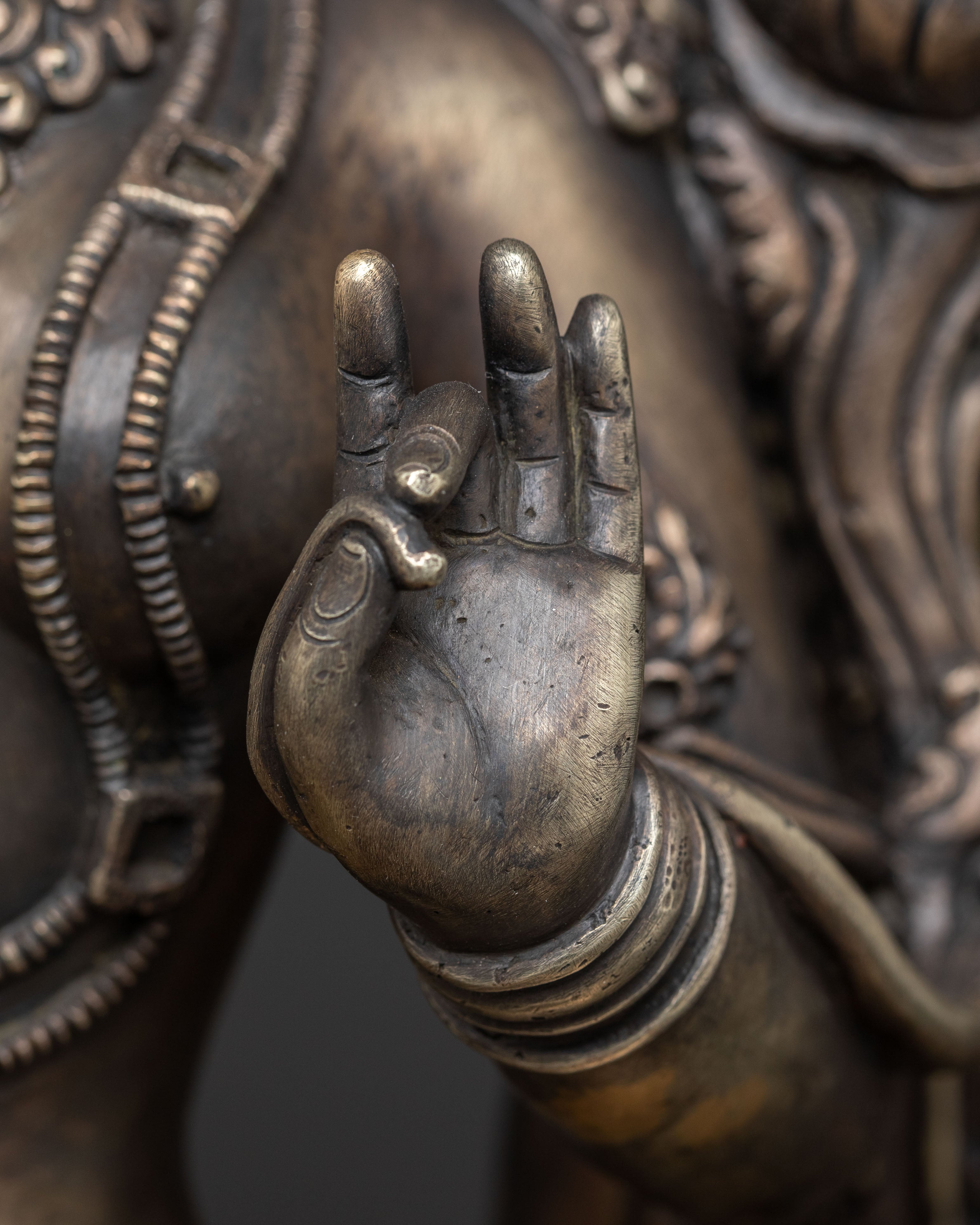 Green Tara Statue | Bronze Figure with Wooden Base