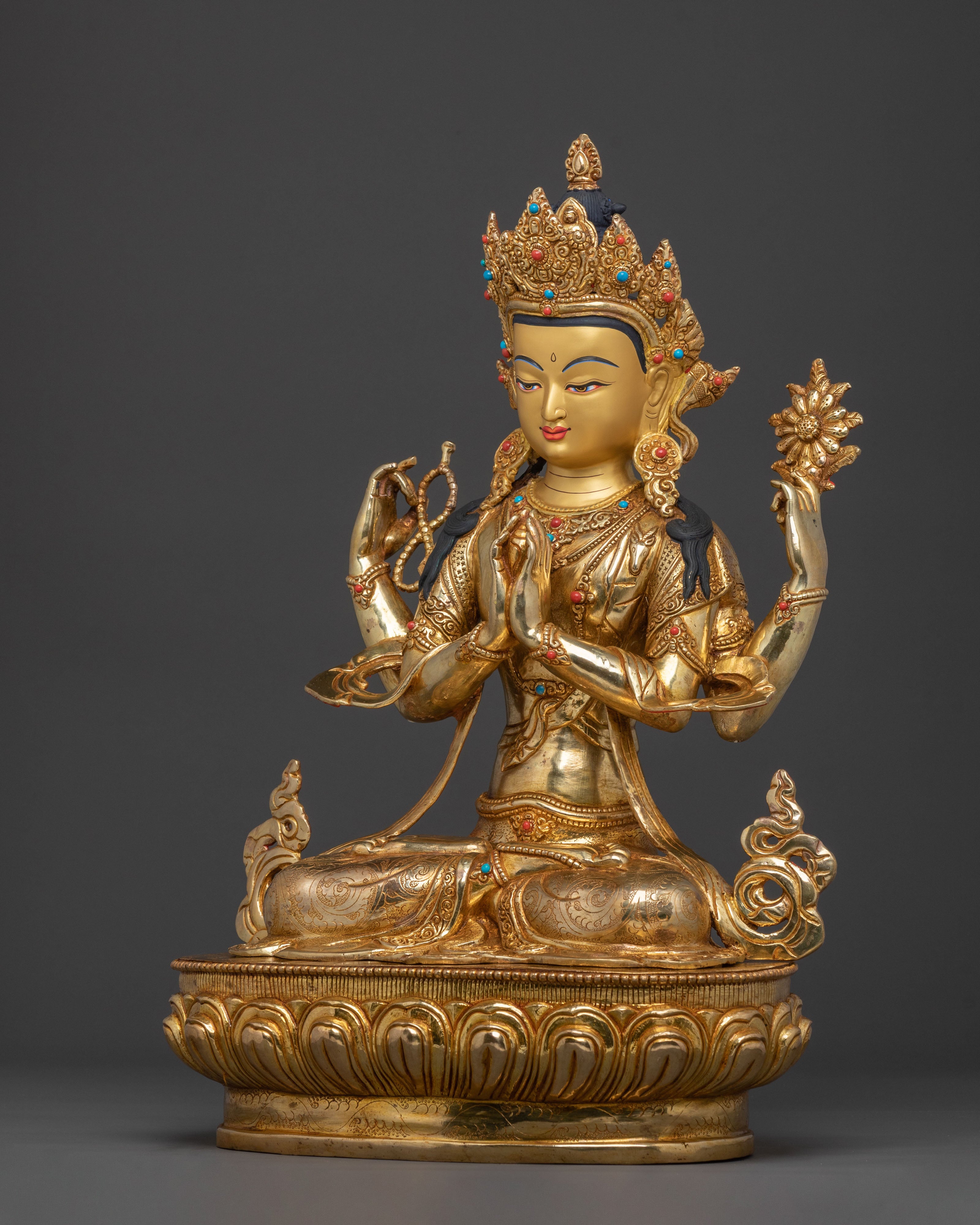 Bodhisattva Chenrezig Compassion Statue | Tibetan Buddhist Sacred Art