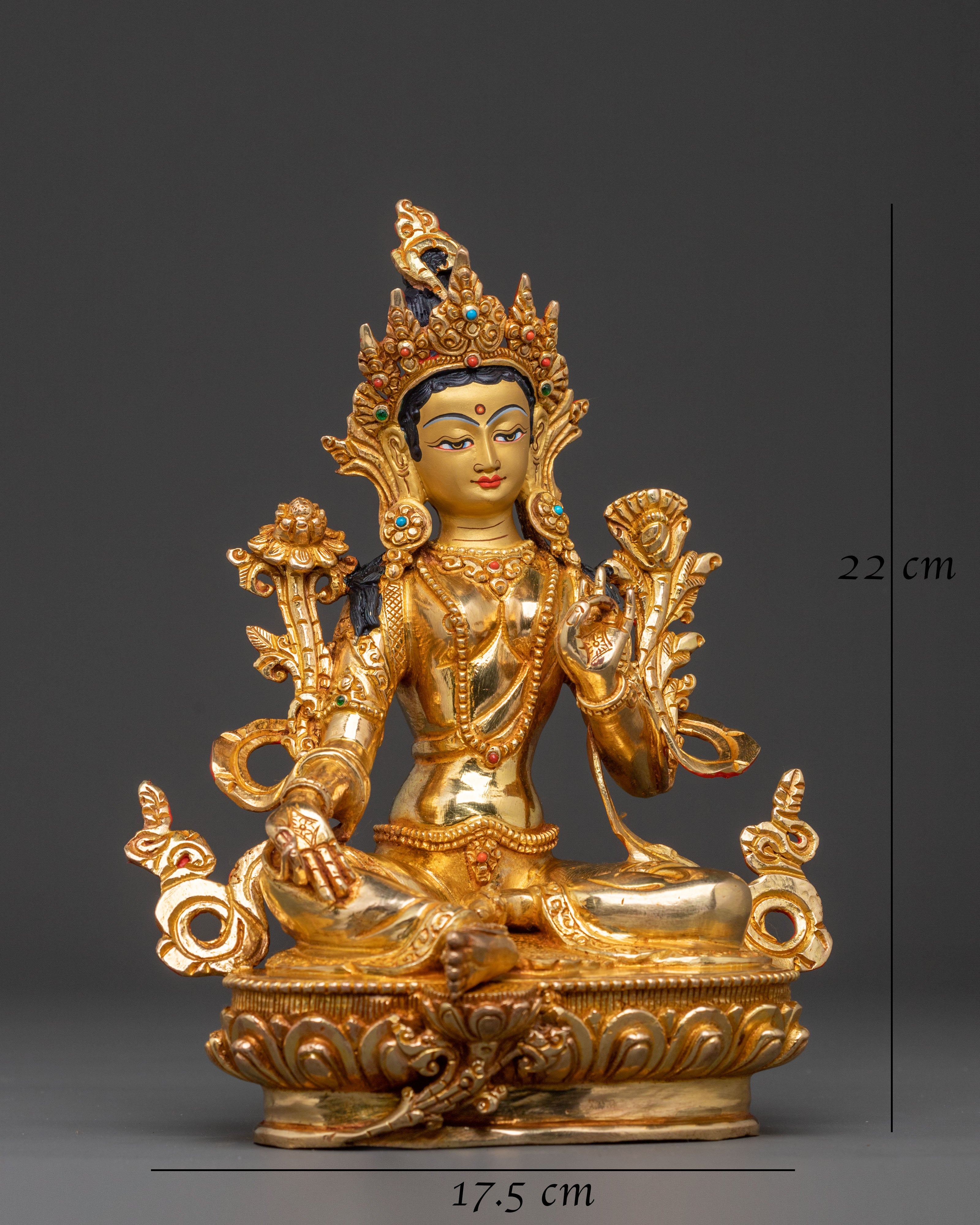 Green Tara Golden Statue: Divine Grace