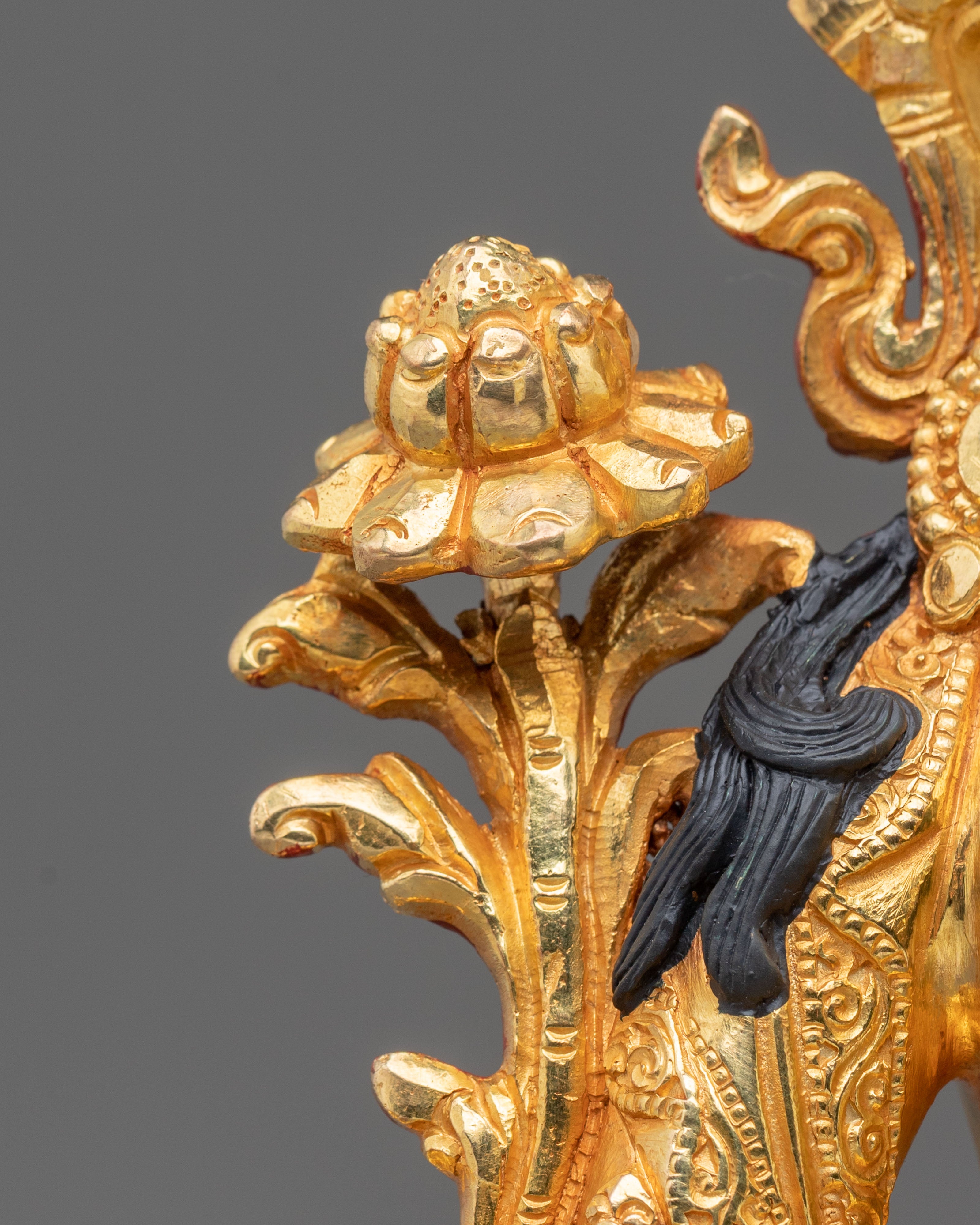 Buddhist Green Tara Meditation Statue in 24K Gold Gilded Copper