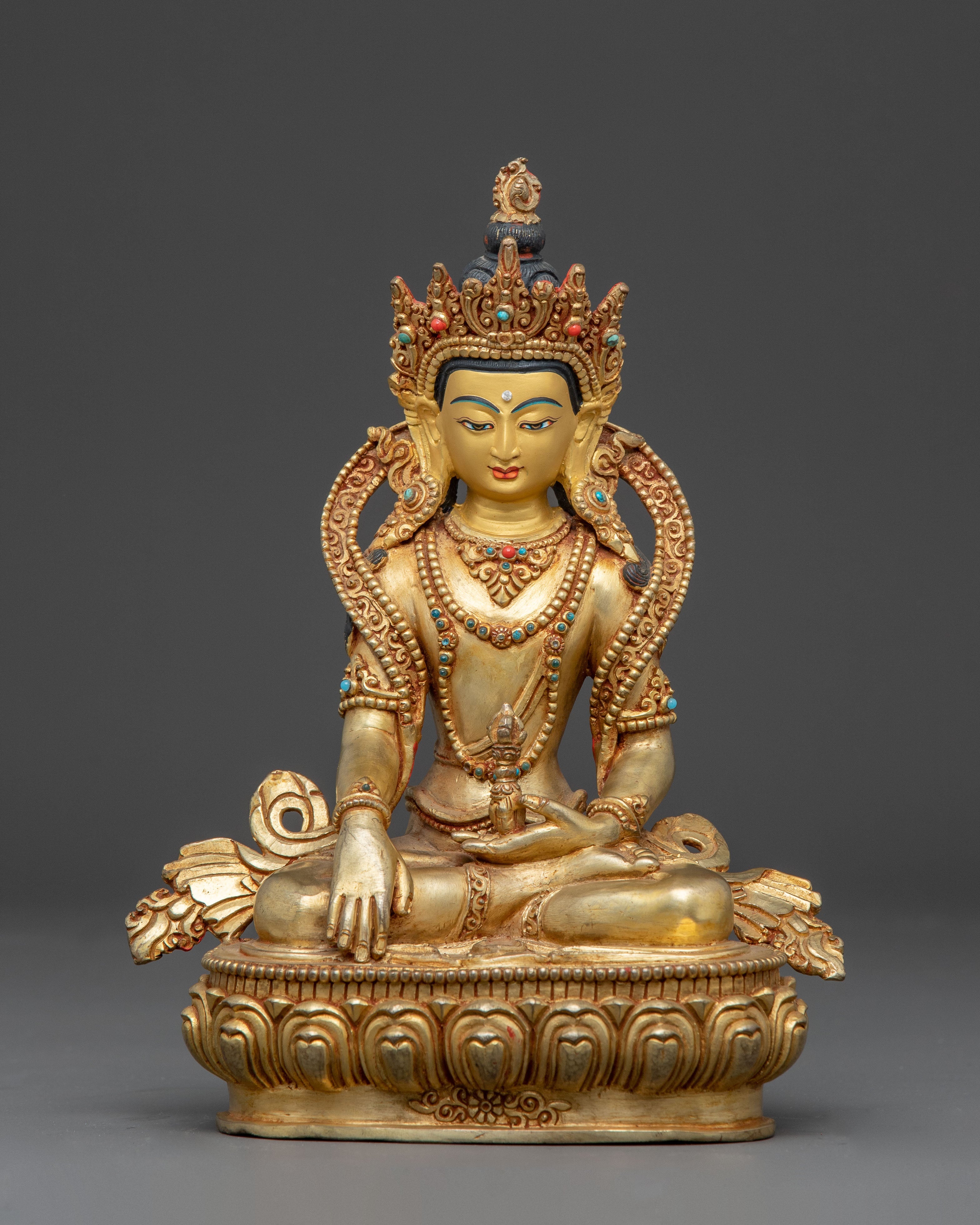 Handcrafted Mitupa Buddha Statue | Gold Gilded Tibetan Spiritual Art