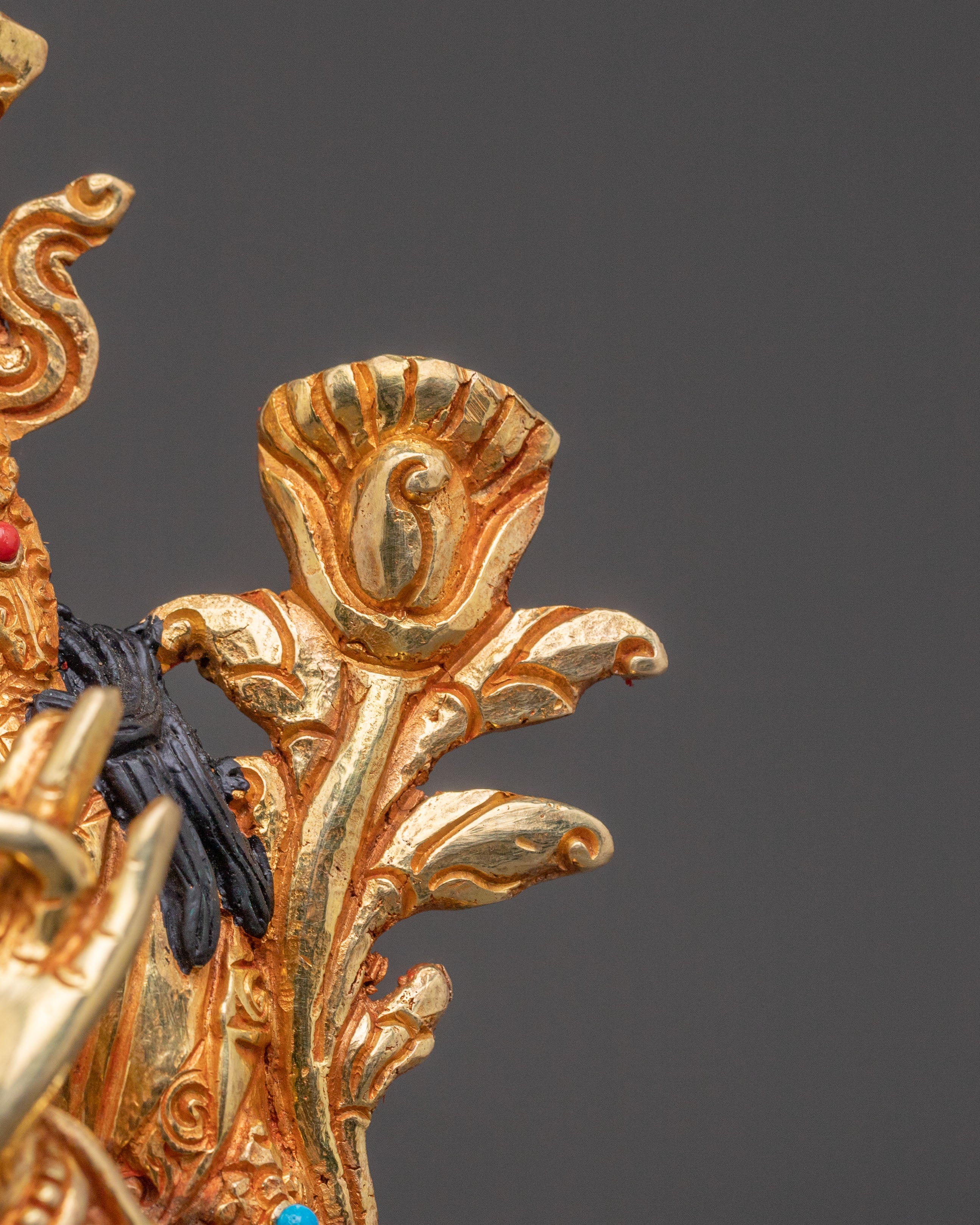 Gold Glided Green Tara Statue - Handcrafted Copper Artwork