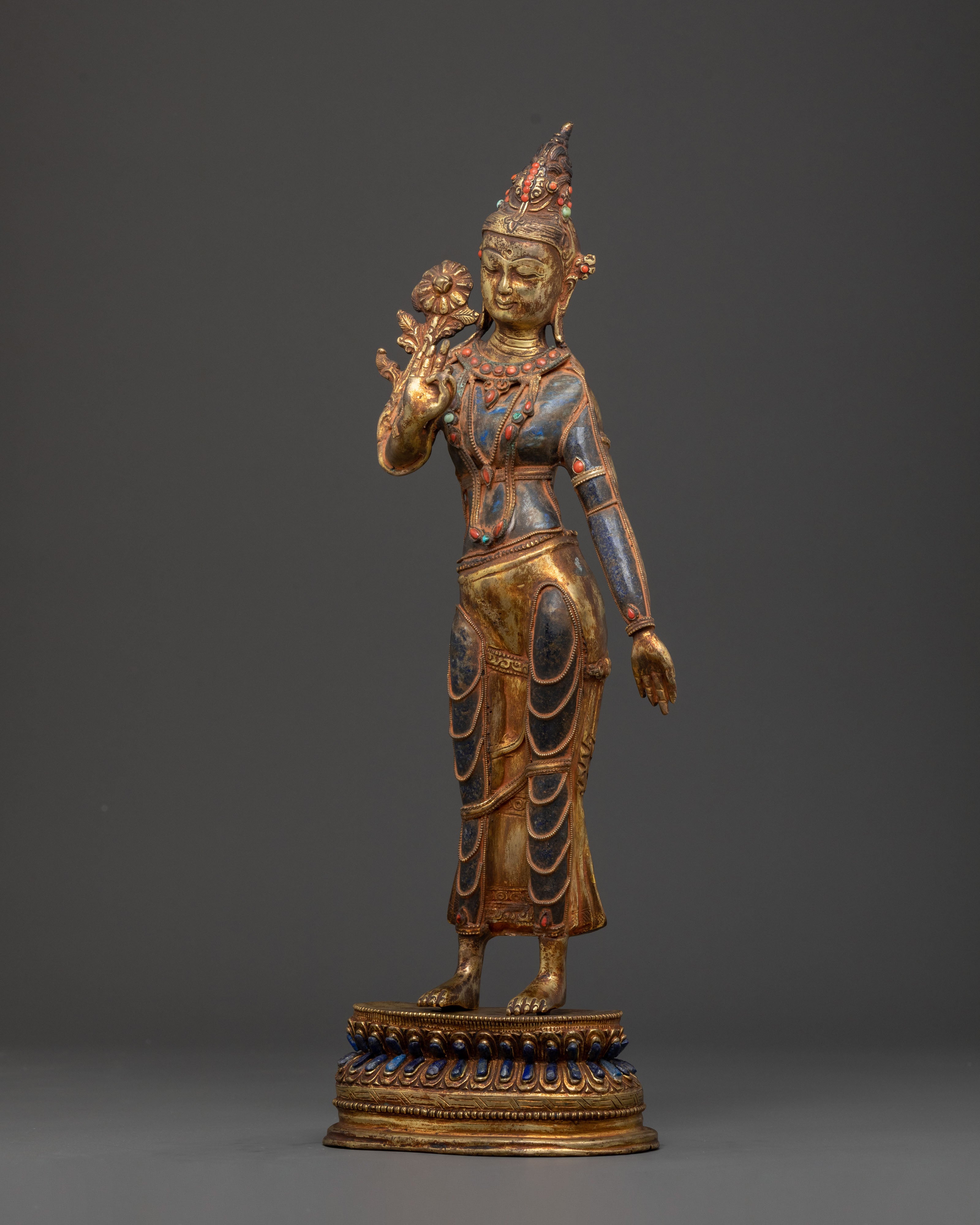 Padmapani Copper Sculpture with Antique Finish