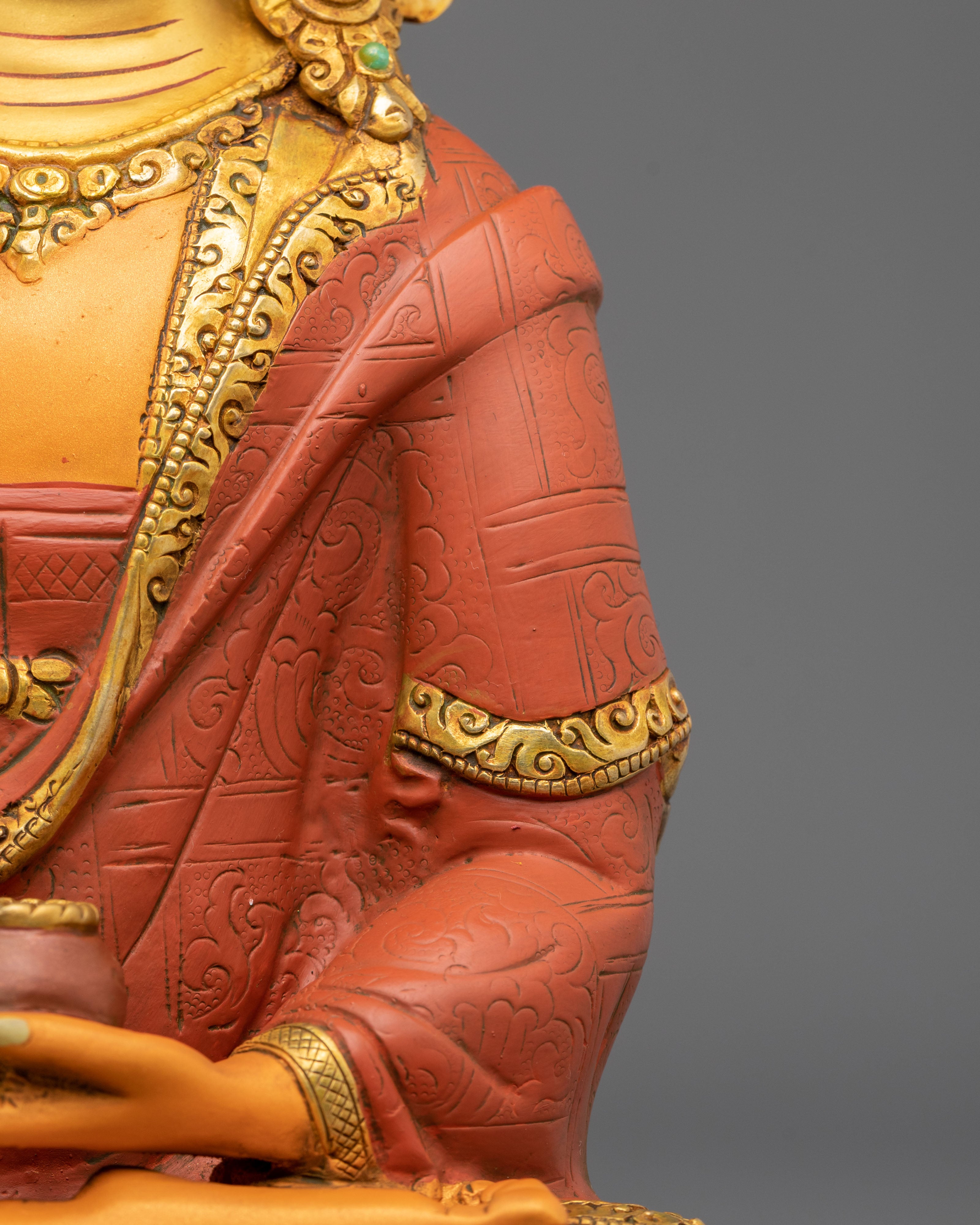 Crown Shakyamuni Buddha Figurine | 24K Gold Coated Statue