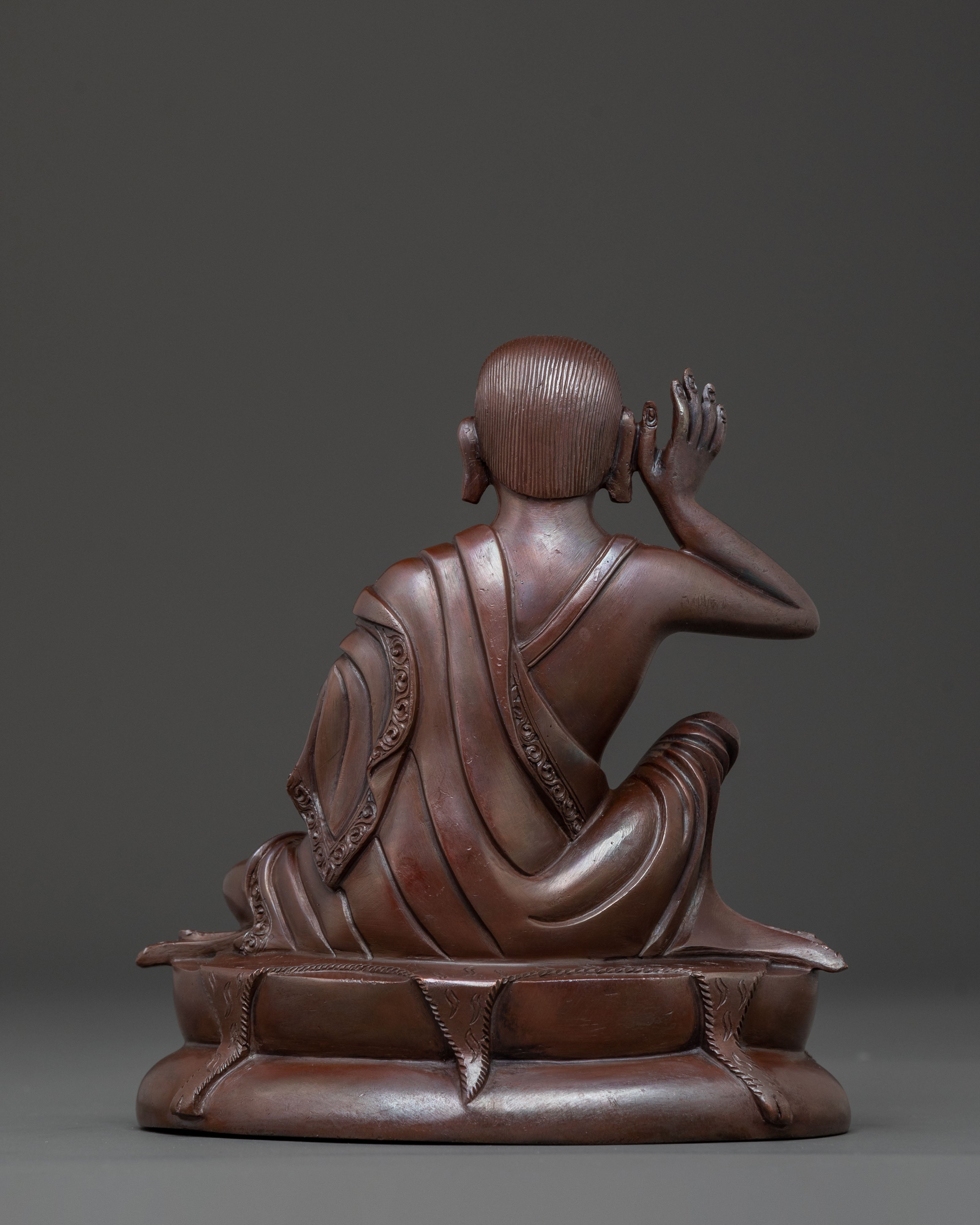 Milarepa Oxidized Copper Sculpture: Serene Sage