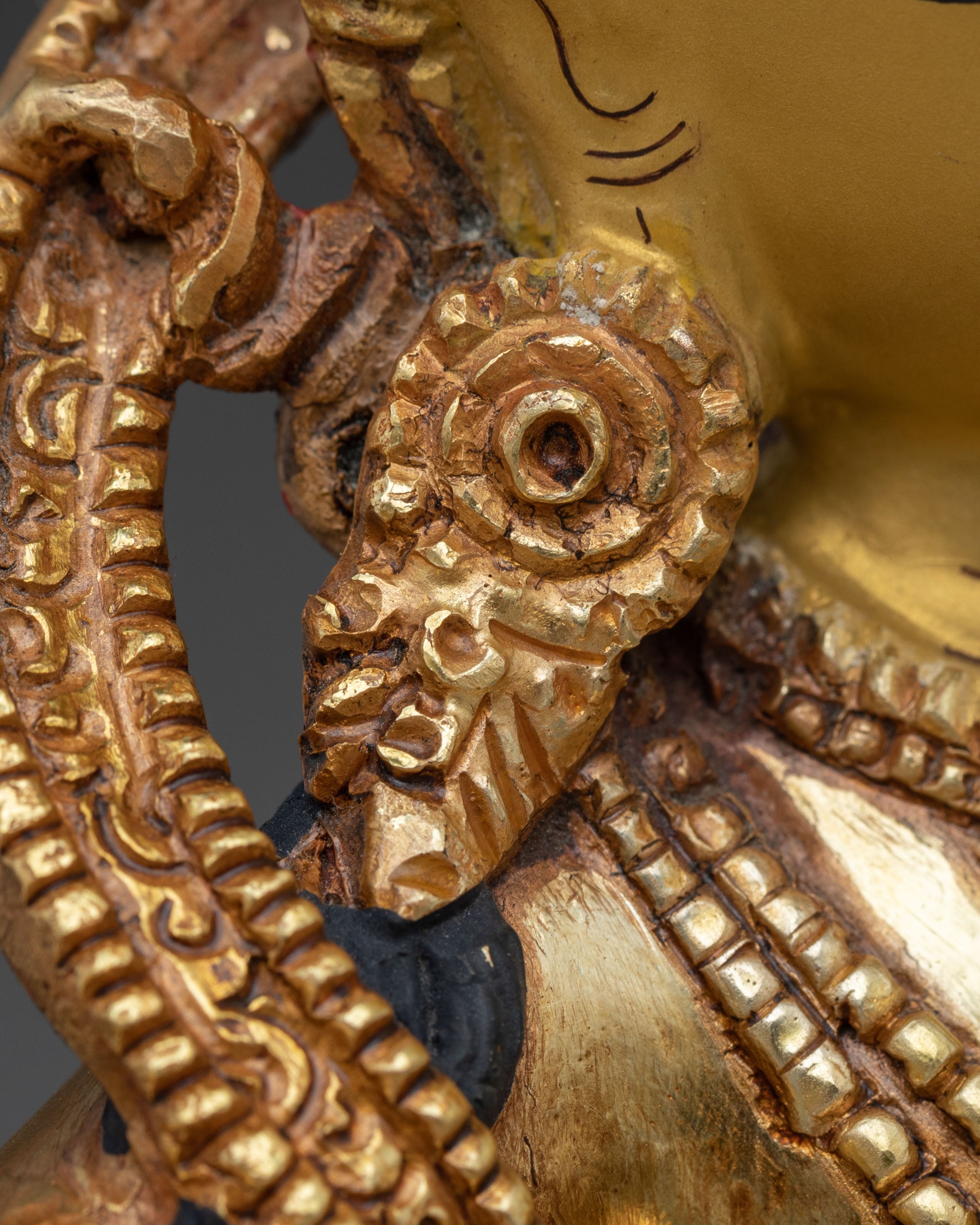 Manjushri Wielder of Wisdom Sword Statue in 24K Gold