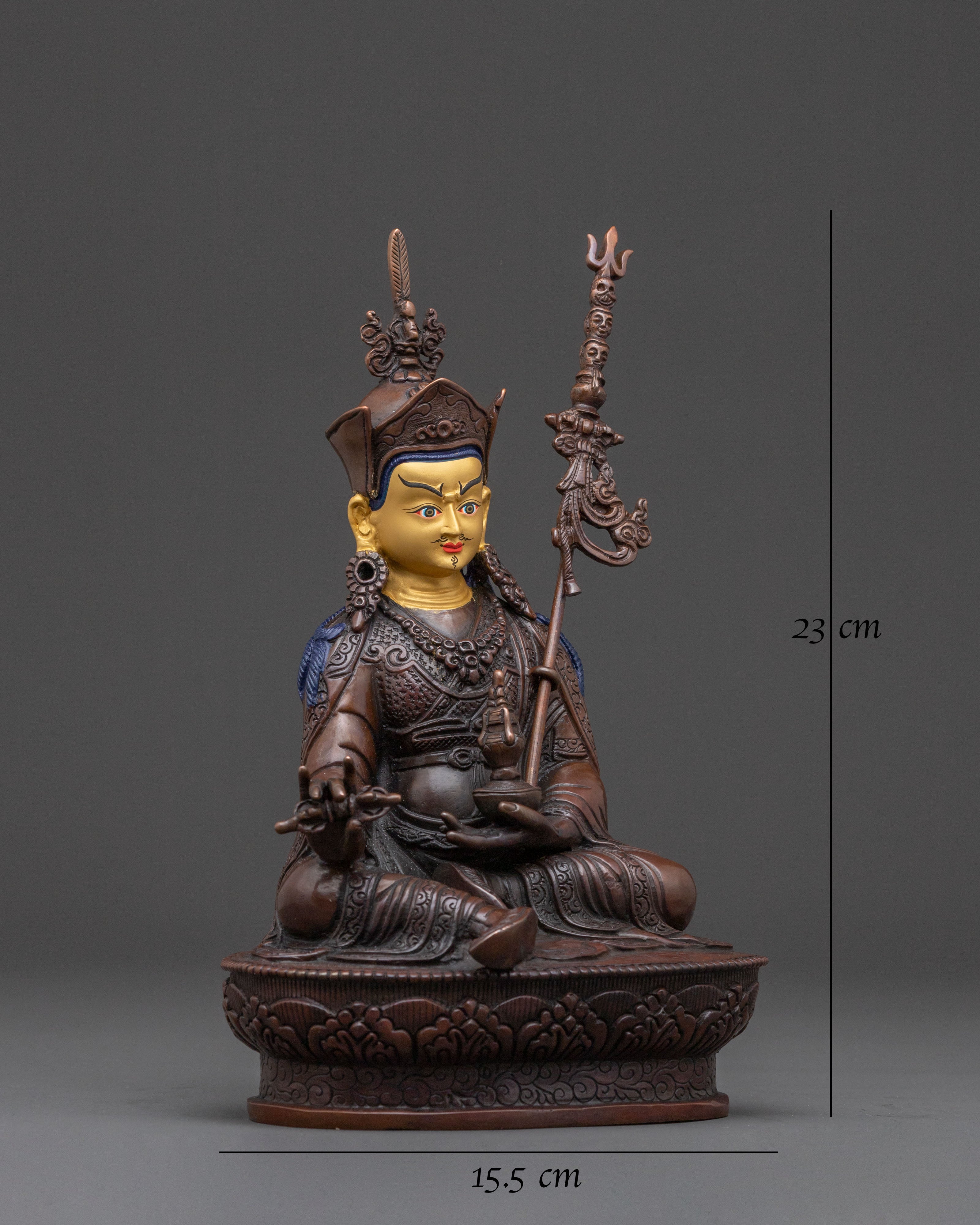 Teacher of the Dharma Guru Rinpoche Statue – Hand-Gilded Copper