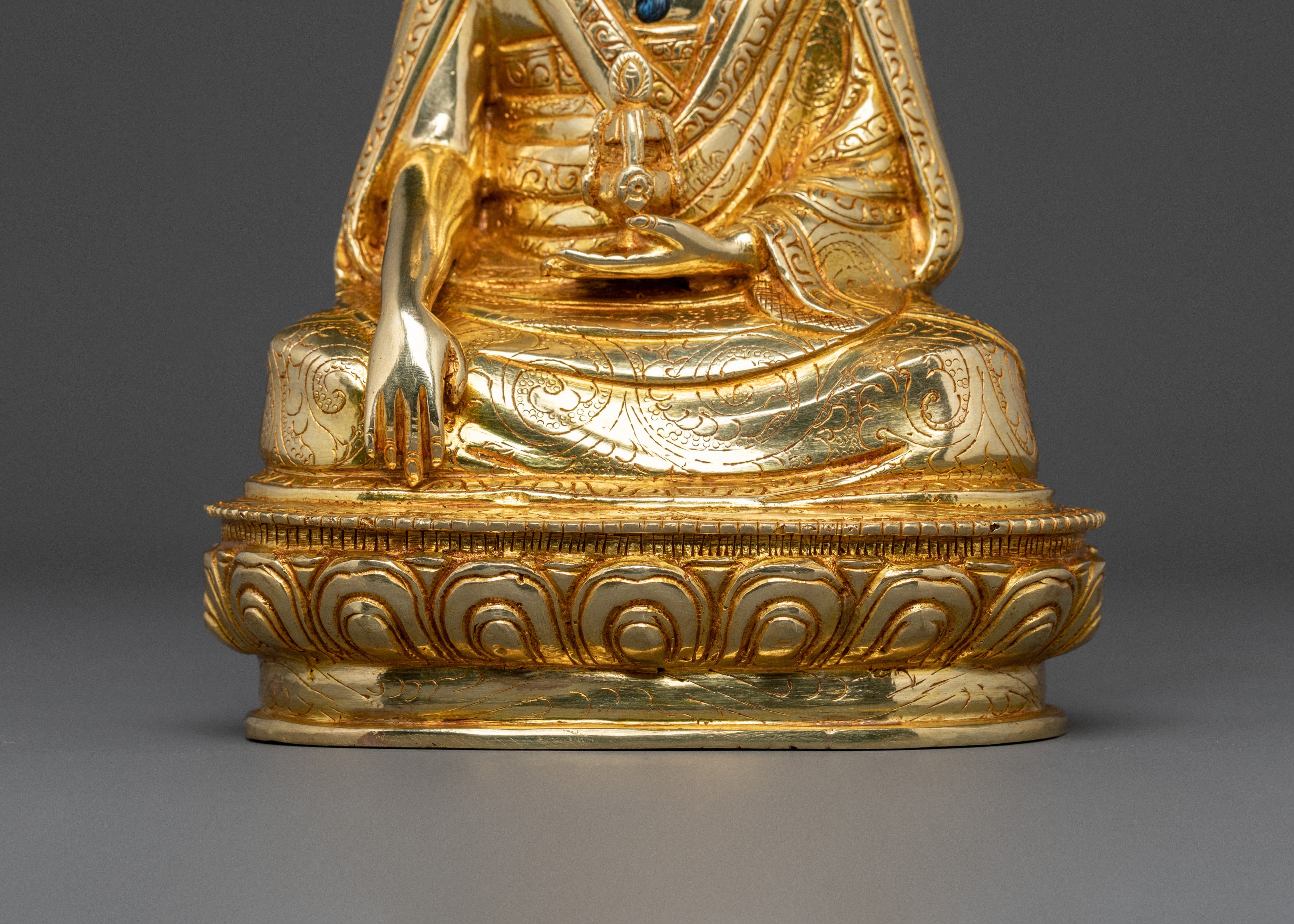 Guru Shapdum Statue | 24K Gold Gilded Buddhist Master